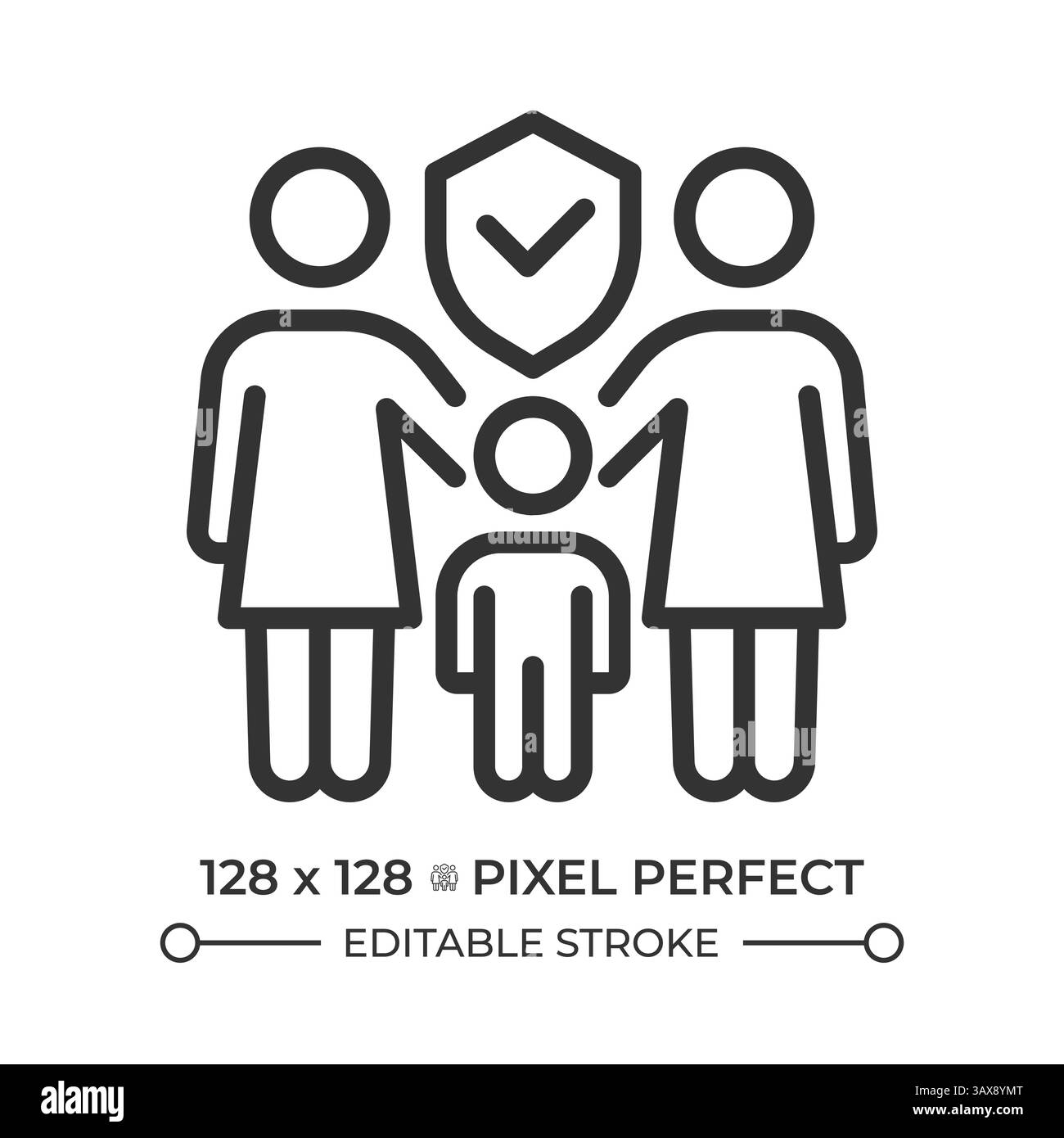 Droit au mariage et à la famille pixel icône de ligne parfaite Illustration de Vecteur