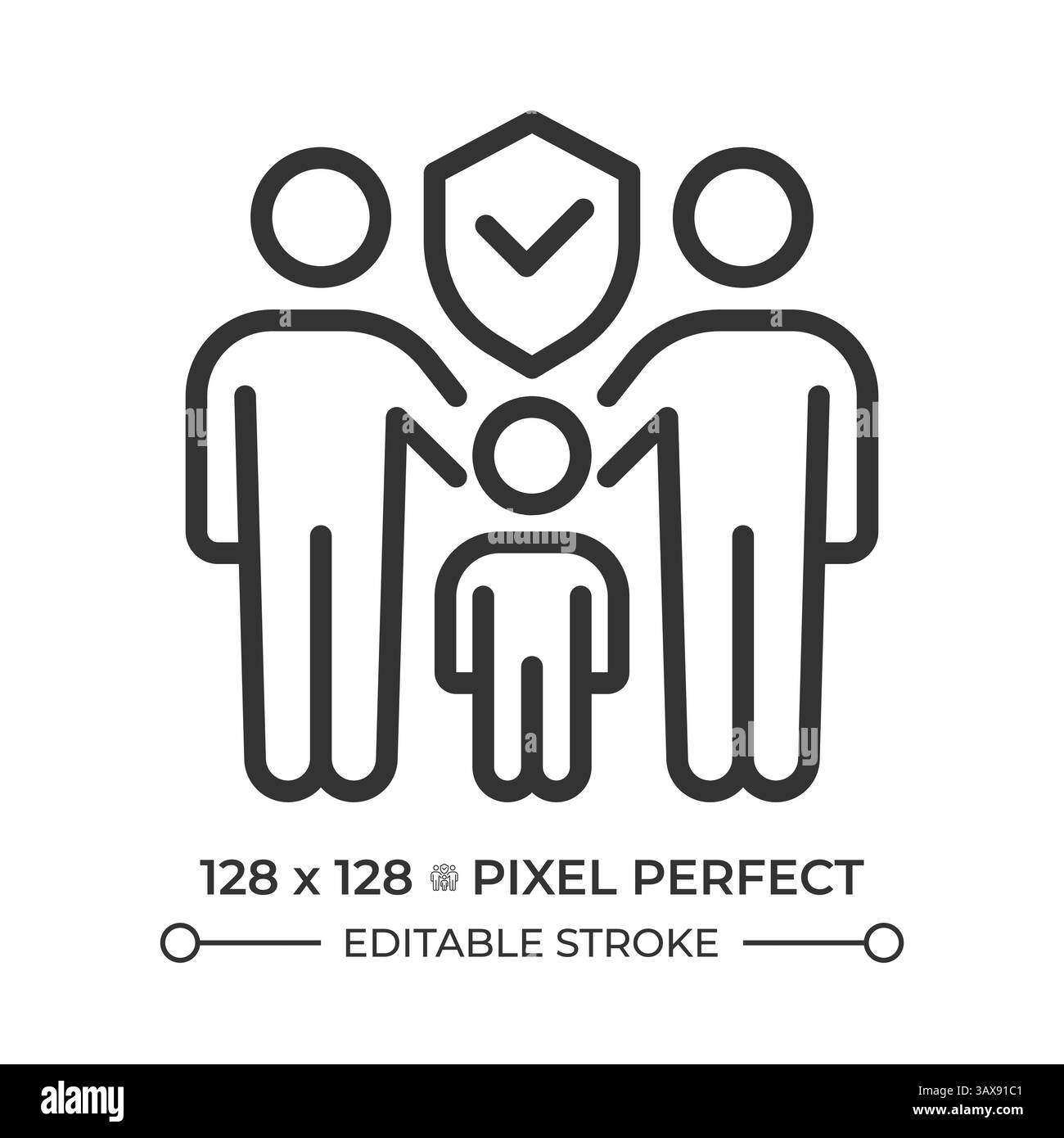 Droit au mariage et à la famille pixel icône de ligne parfaite Illustration de Vecteur