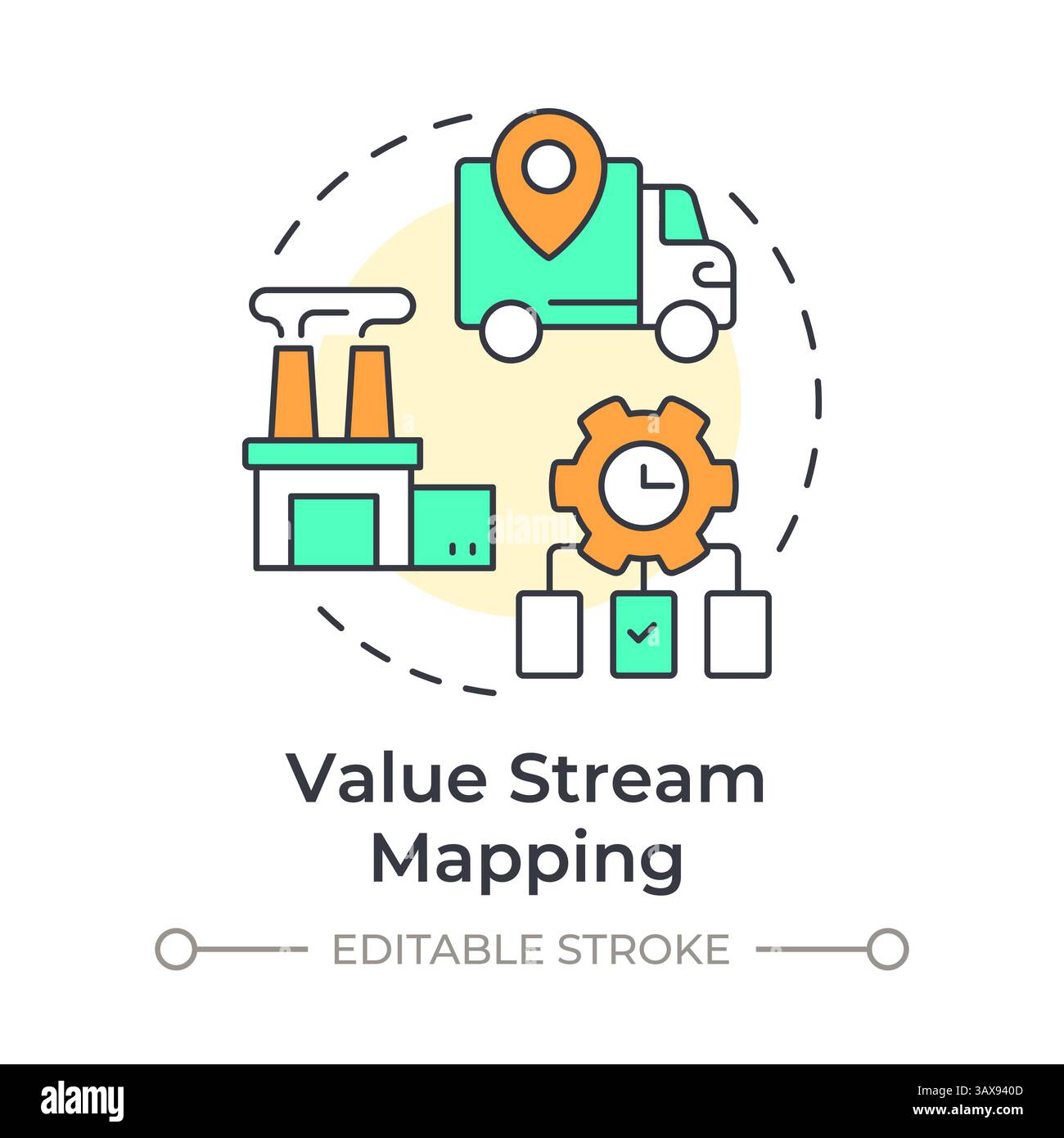 Icône de concept multicolore de mappage de chaîne de valeur Illustration de Vecteur