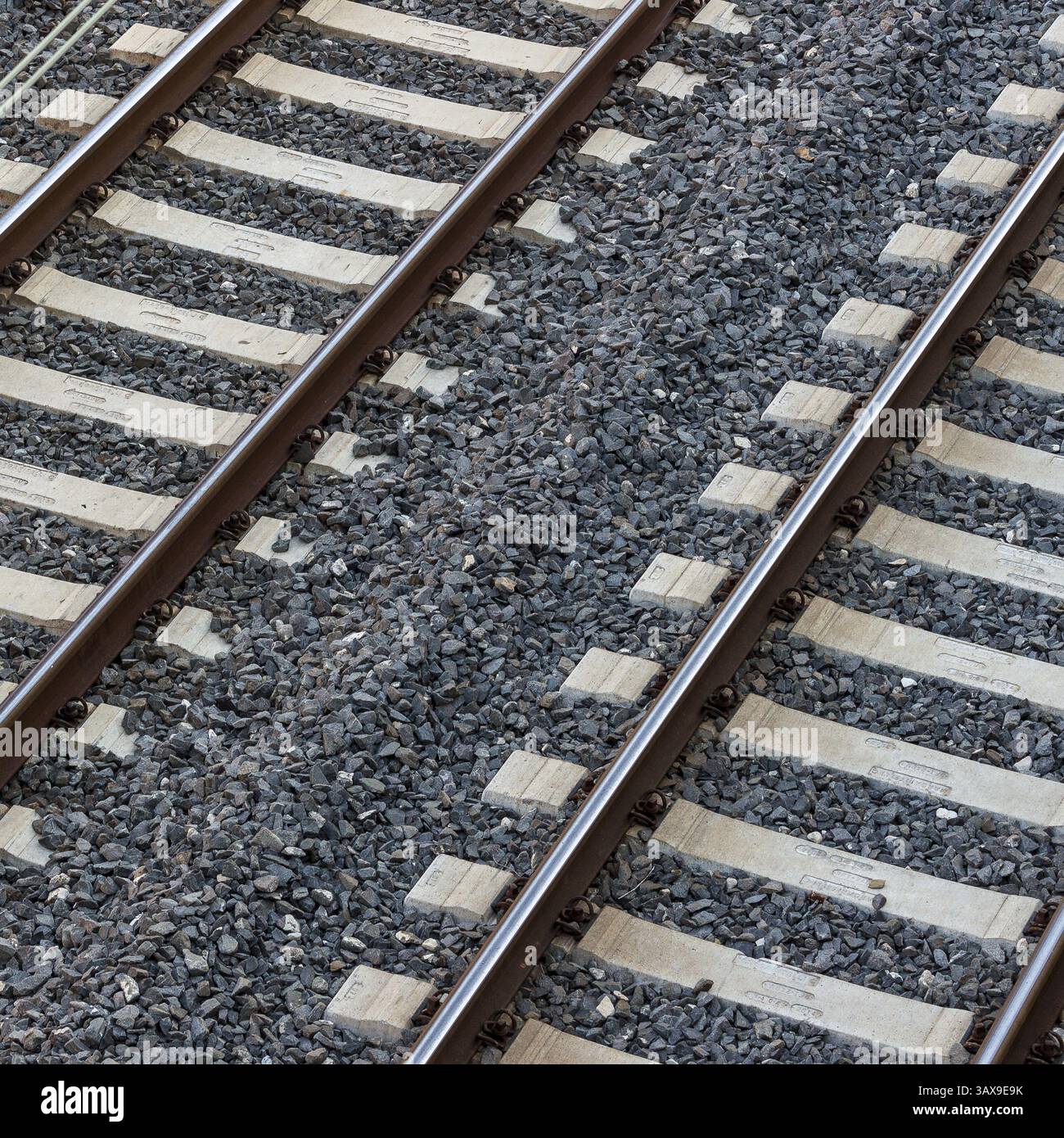 Vue d'une paire de rails de train Banque D'Images