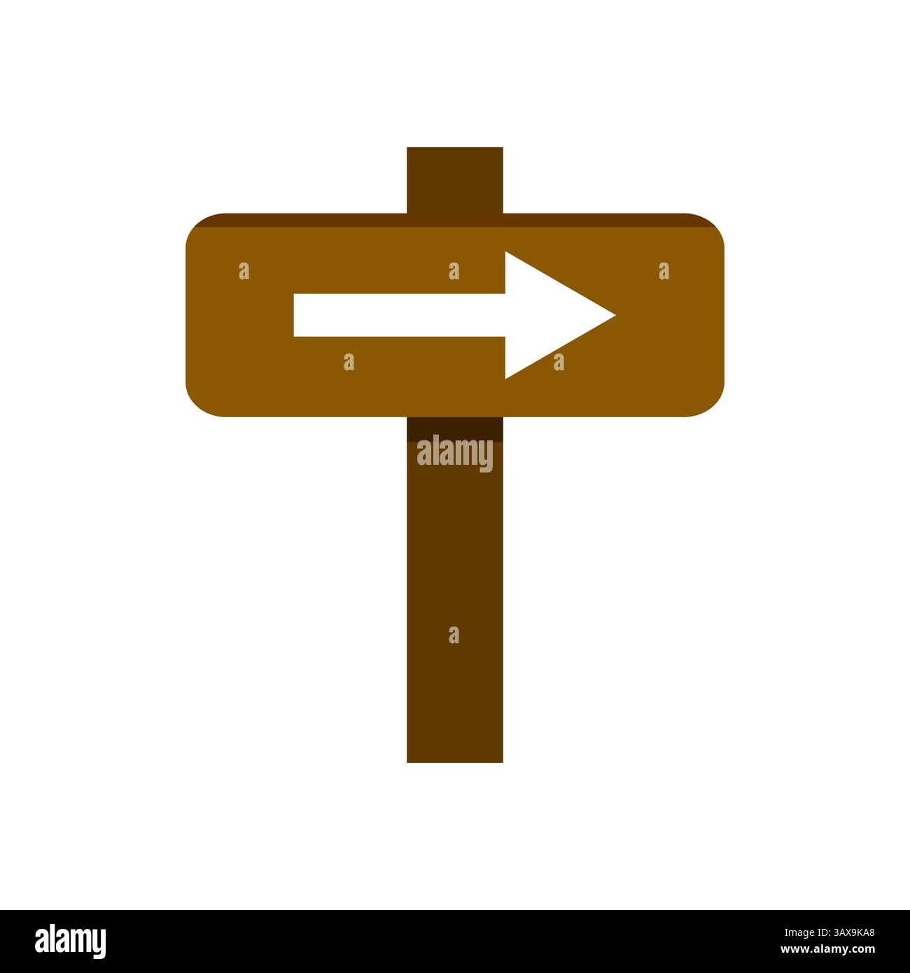 Concept de poteau de signalisation marron avec flèche blanche pointant vers la droite Illustration de Vecteur