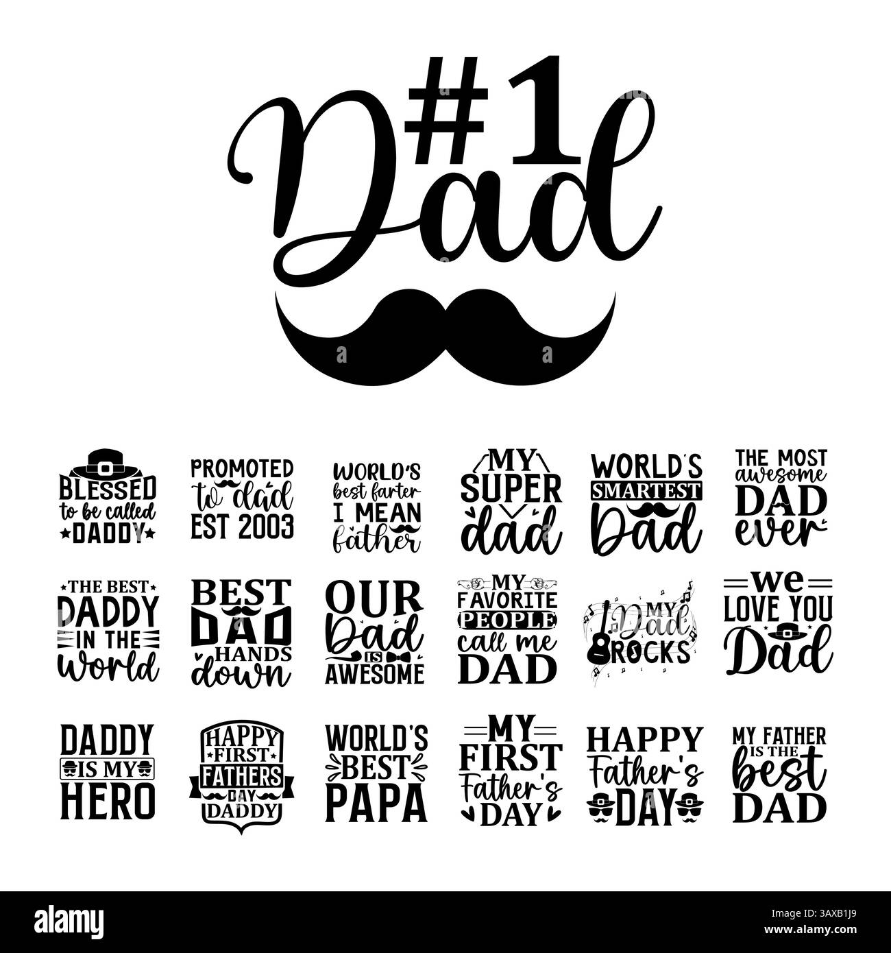 Fête des pères SVG, paquet de conception de T-shirt de fête des pères, illustration vectorielle de style rétro papa, typographie Vibes T-shirt citations de papa Vector Bundle Illustration de Vecteur