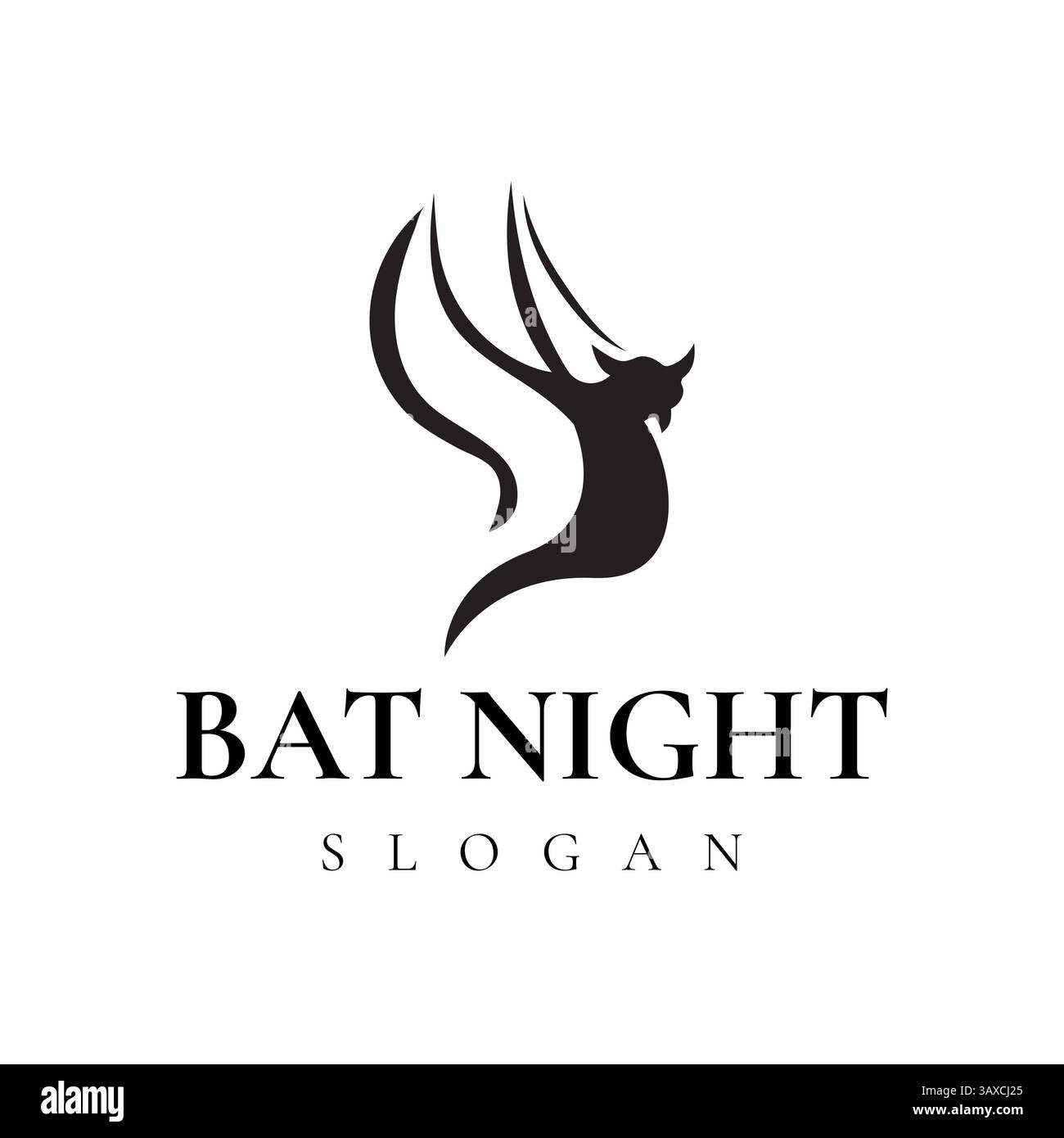 Logo d'animal sauvage à motif vectoriel de chauve-souris noir Illustration de Vecteur