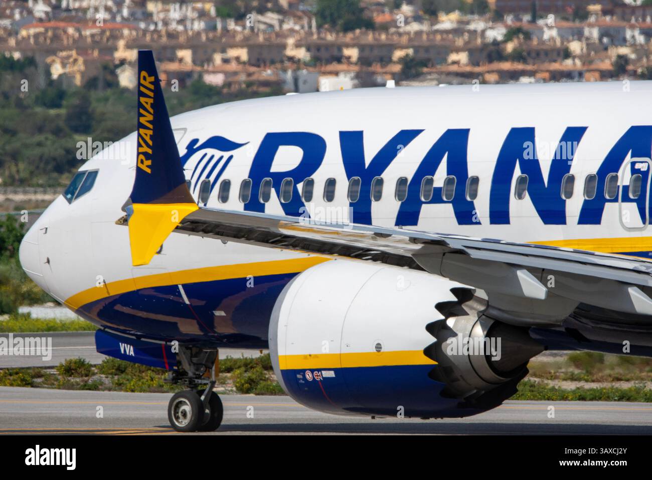 Boeing 737 de Malta Air, Ryanair, à l'aéroport de Malaga. Banque D'Images