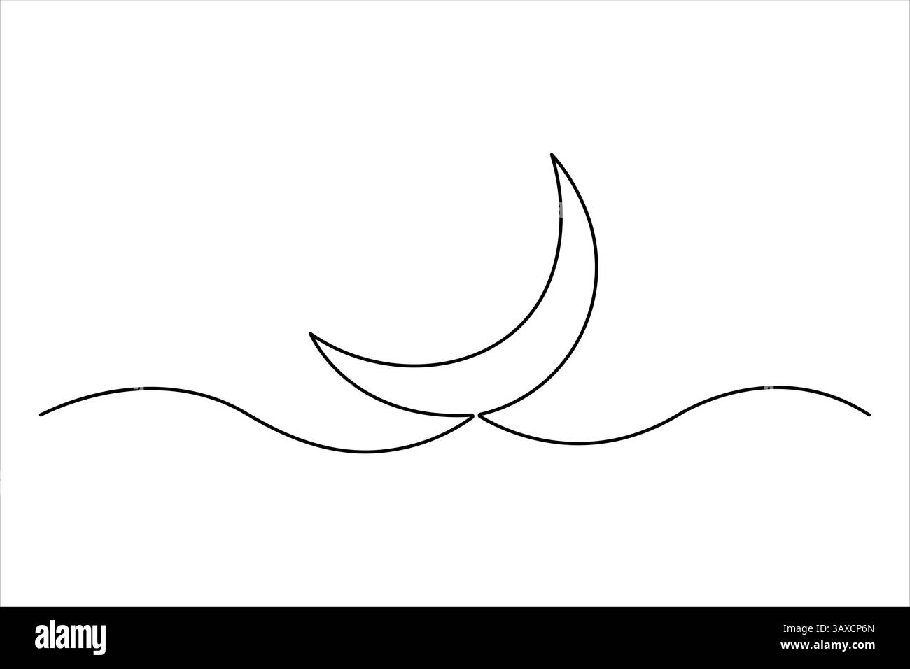 Une ligne continue de conception de croissant de lune d'illustration vectorielle de contour Illustration de Vecteur