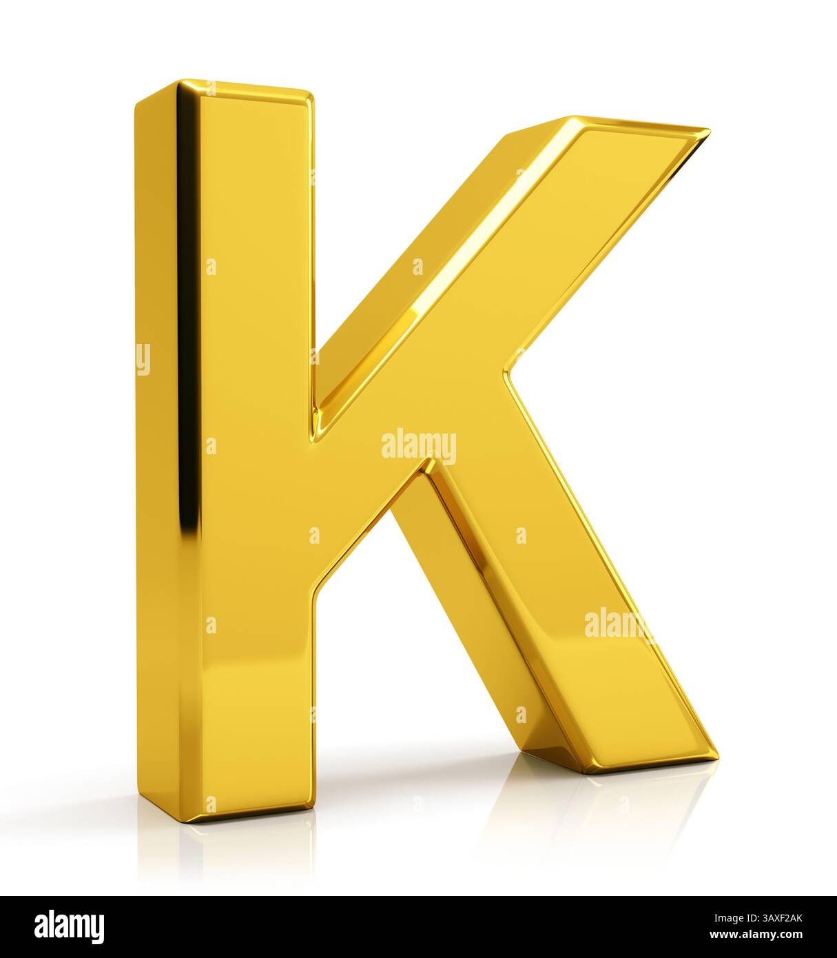 Lettre d'or 3D K isolé sur fond blanc Banque D'Images