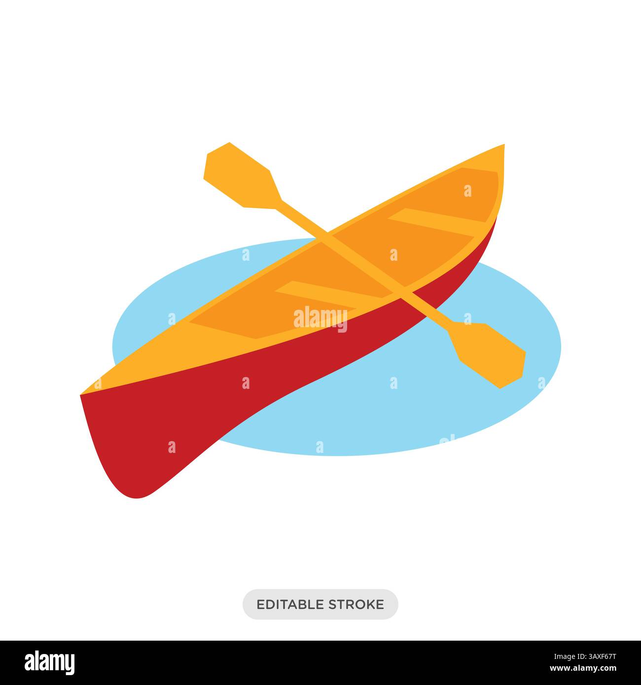 Icône canoë. Bateau canadien en bois avec symbole de pagaie. Canada voyage, monument, illustration vectorielle de culture dans le style de remplissage de couleur. Illustration de Vecteur