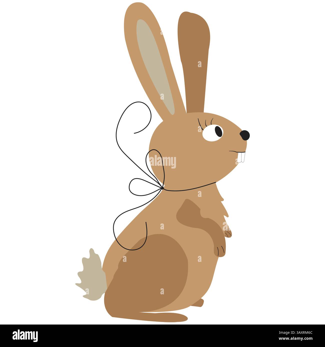 Icône de lièvre mignon avec un noeud. Lapin avec un arc. Illustration vectorielle sur un fond blanc. Illustration de Vecteur