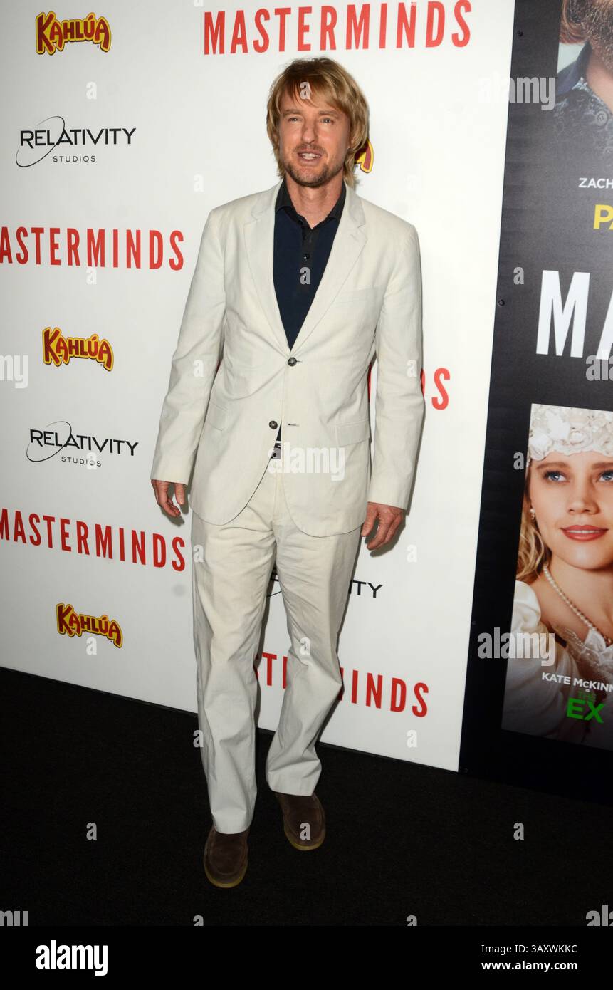 26 septembre 2016 - Los Angeles, CA, USA - LOS ANGELES - SEP 26 : Owen Wilson à la première des ''Masterminds'' au TCL Chinese Theater le 26 septembre 2016 à Los Angeles, CA (crédit image : © hPa/Newscom via ZUMA Press) Banque D'Images
