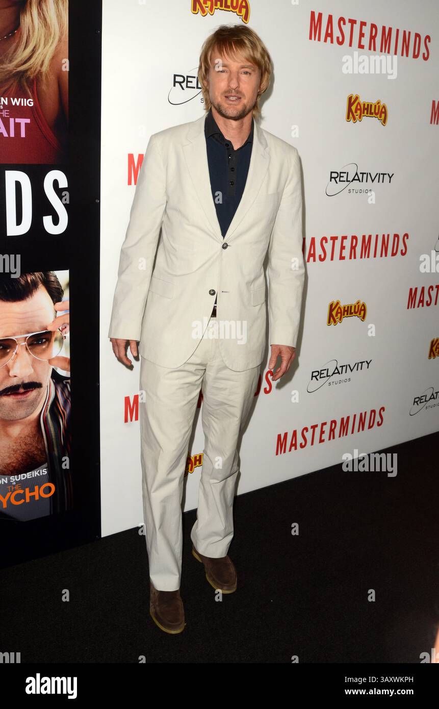 26 septembre 2016 - Los Angeles, CA, USA - LOS ANGELES - SEP 26 : Owen Wilson à la première des ''Masterminds'' au TCL Chinese Theater le 26 septembre 2016 à Los Angeles, CA (crédit image : © hPa/Newscom via ZUMA Press) Banque D'Images