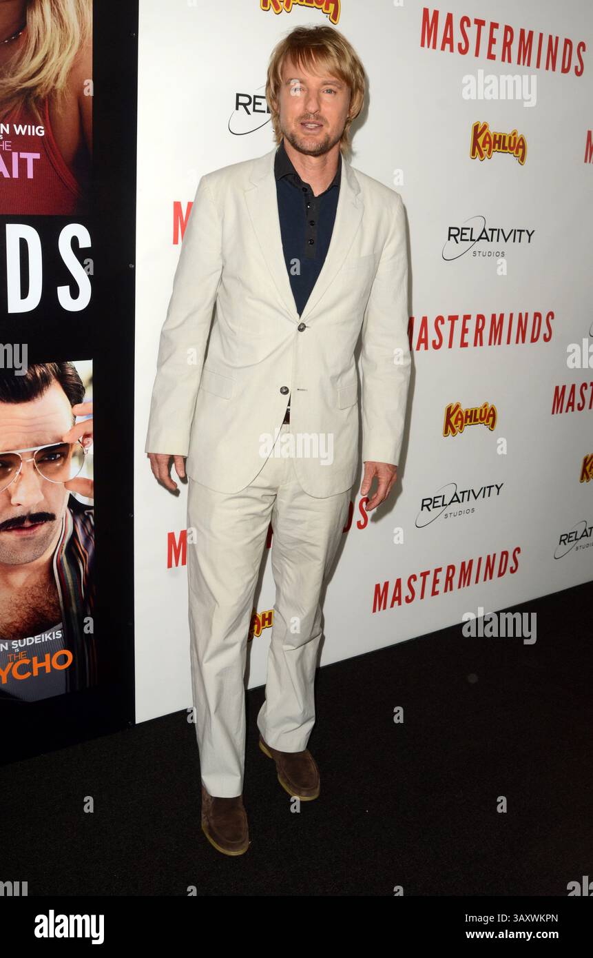 26 septembre 2016 - Los Angeles, CA, USA - LOS ANGELES - SEP 26 : Owen Wilson à la première des ''Masterminds'' au TCL Chinese Theater le 26 septembre 2016 à Los Angeles, CA (crédit image : © hPa/Newscom via ZUMA Press) Banque D'Images
