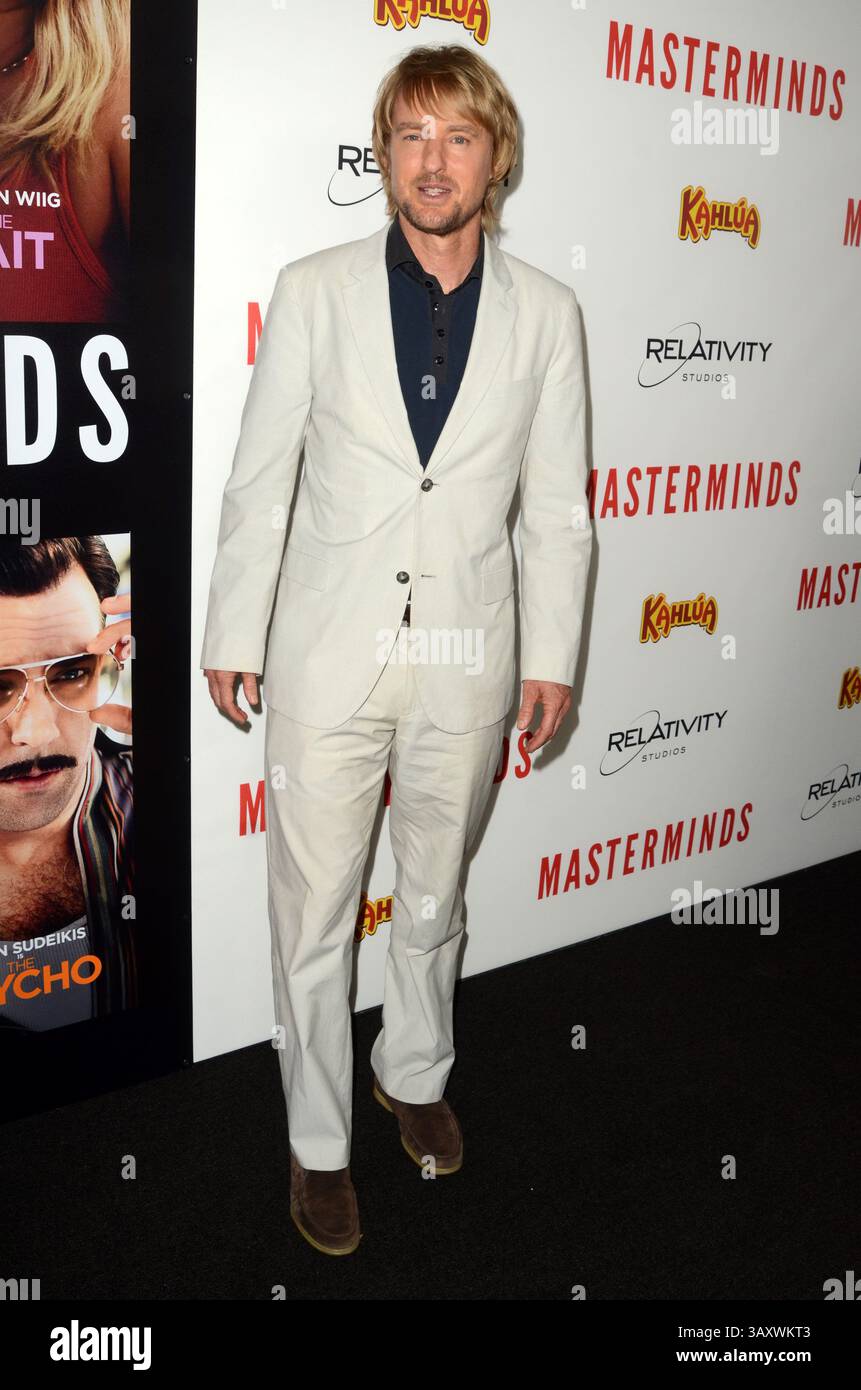 26 septembre 2016 - Los Angeles, CA, USA - LOS ANGELES - SEP 26 : Owen Wilson à la première des ''Masterminds'' au TCL Chinese Theater le 26 septembre 2016 à Los Angeles, CA (crédit image : © hPa/Newscom via ZUMA Press) Banque D'Images