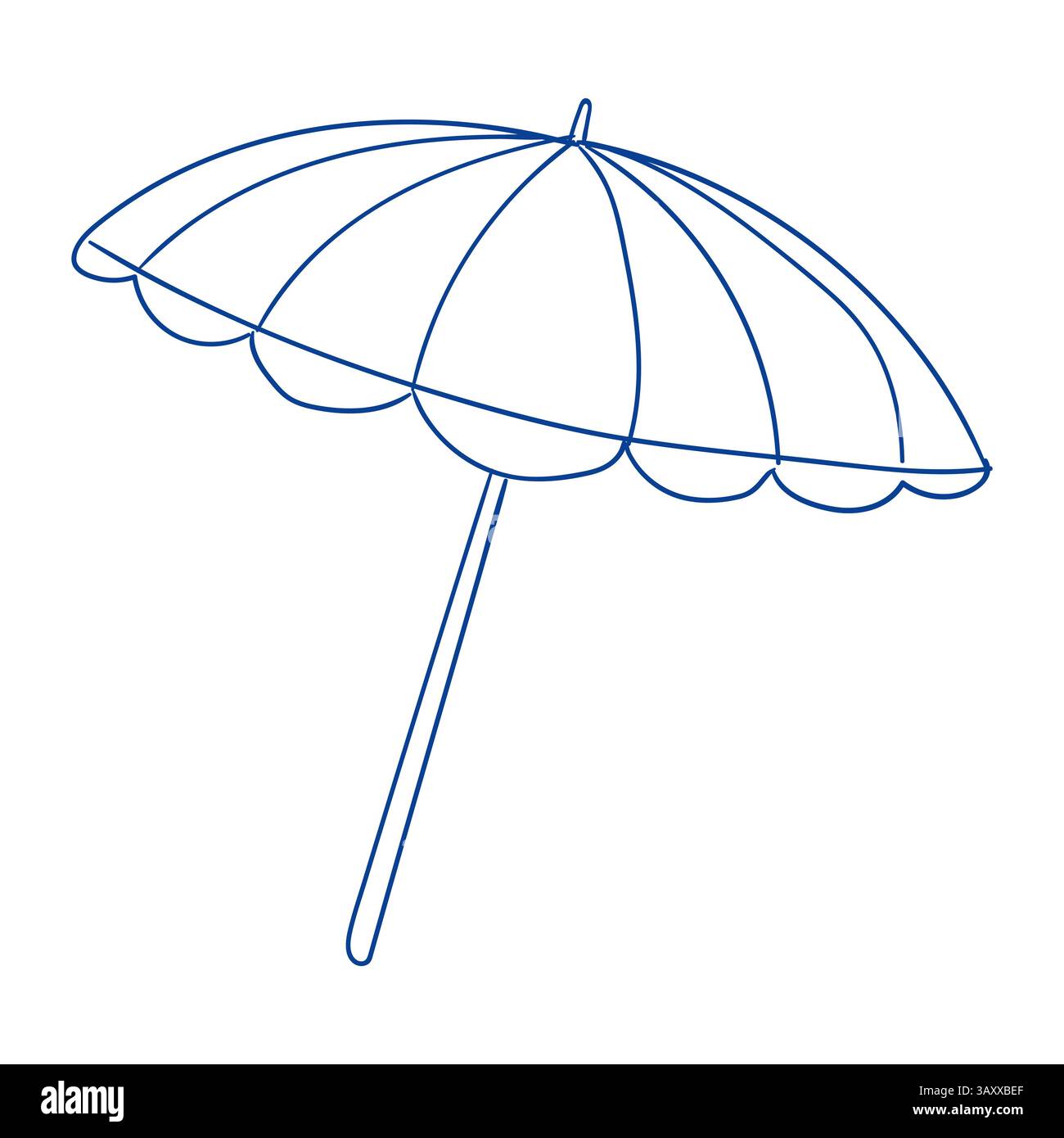 Contour simple de parasol de plage sur un fond blanc à des fins de design minimaliste Illustration de Vecteur