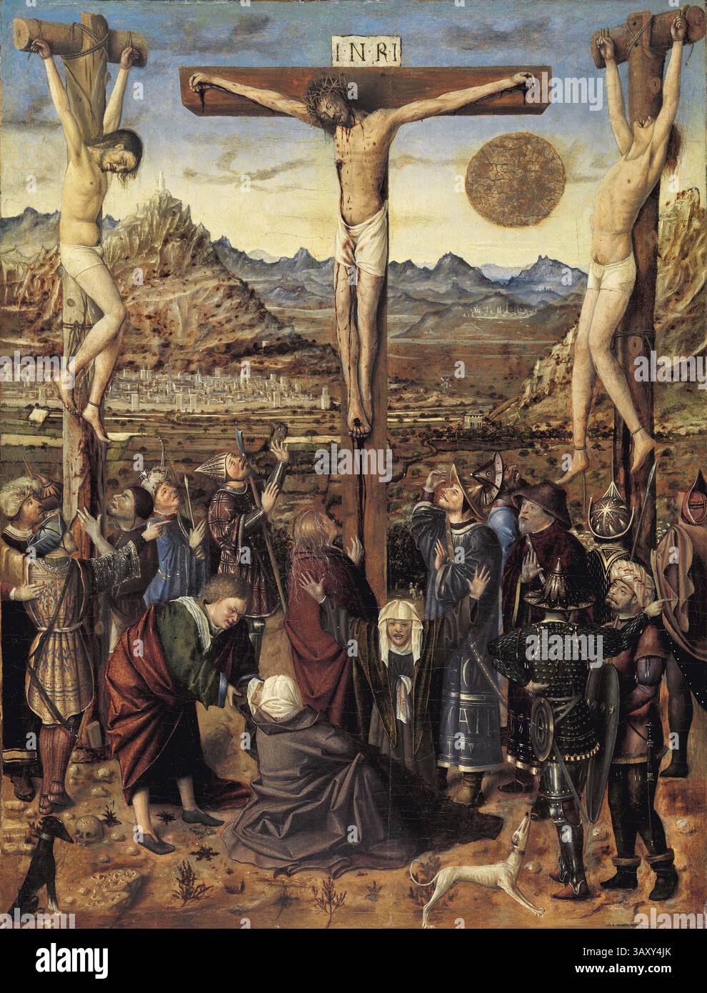 Titre : la Crucifixion artiste : artiste Valencien anonyme date : CA. 1450–1460 technique : huile sur panneau dimensions : 44,8 x 34 cm lieu : Museo Nacional Thyssen-Bornemisza, Madrid Banque D'Images Titre : la Crucifixion artiste : artiste Valencien anonyme date : CA. 1450–1460 technique : huile sur panneau dimensions : 44,8 x 34 cm lieu : Museo Nacional Thyssen-Bornemisza, Madrid Banque D'Images