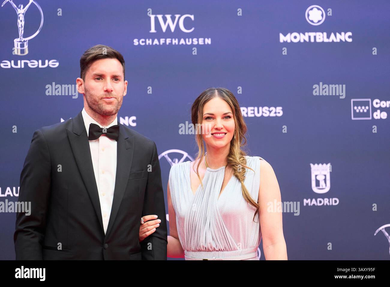 Helen Lindes, Rudy Fernandez assiste au 25e anniversaire des Laureus World Sports Awards - tapis rouge au Palacio de Cibeles le 21 avril 2025 à Madrid, Espagne. Banque D'Images