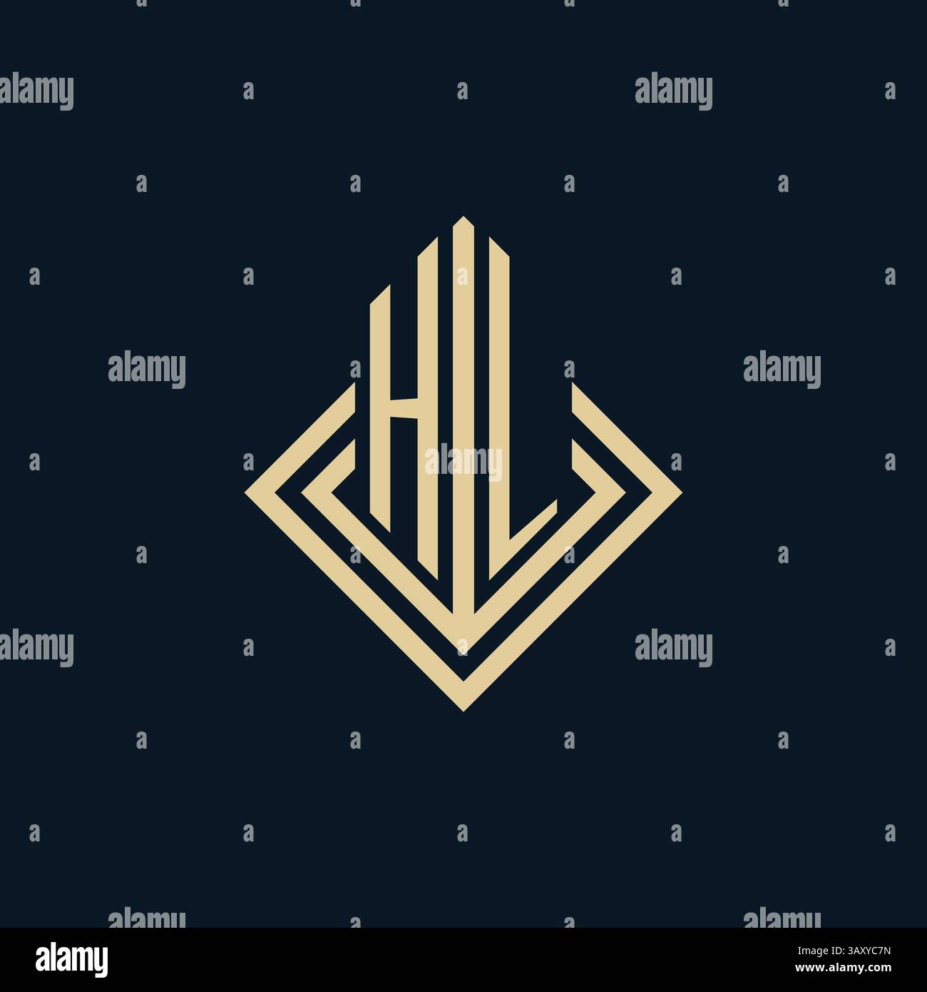 Initiales HL logo lignes de losange style de forme, graphique vectoriel de conception de logo immobilier moderne de luxe Illustration de Vecteur