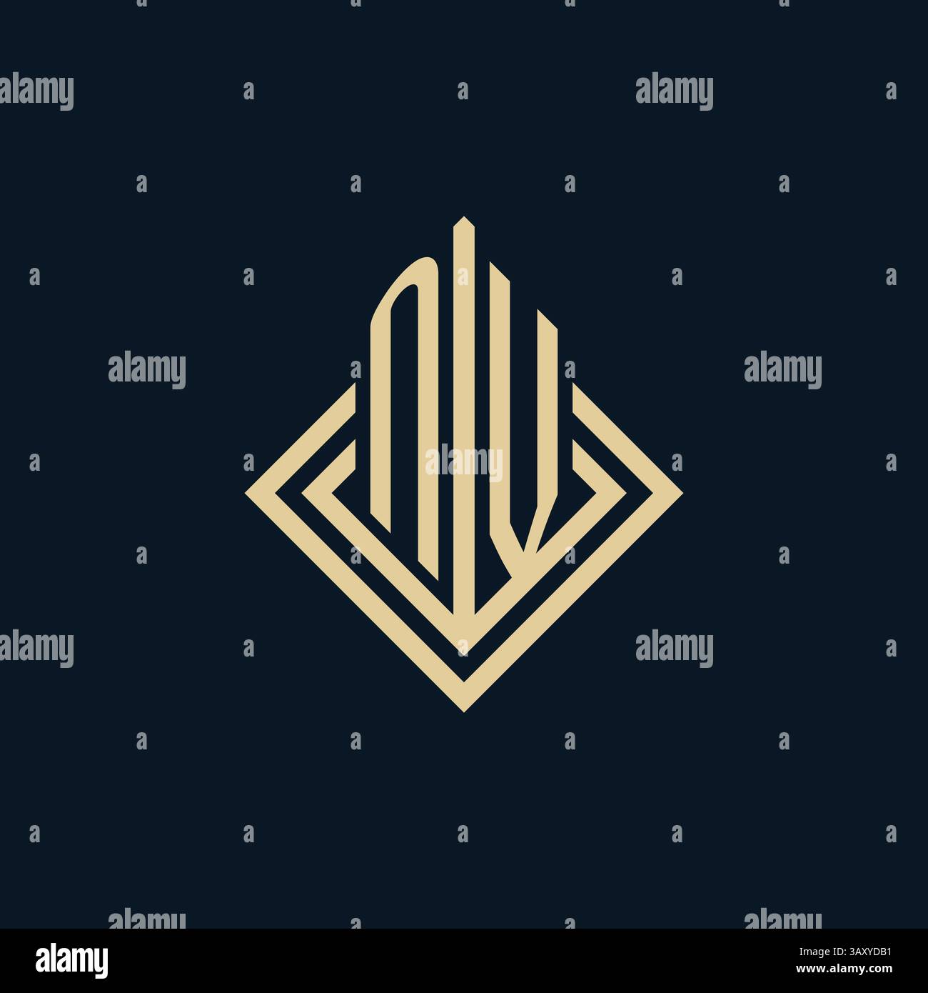 Initiales NV logo lignes de losange style de forme, graphique vectoriel de conception de logo immobilier moderne de luxe Illustration de Vecteur
