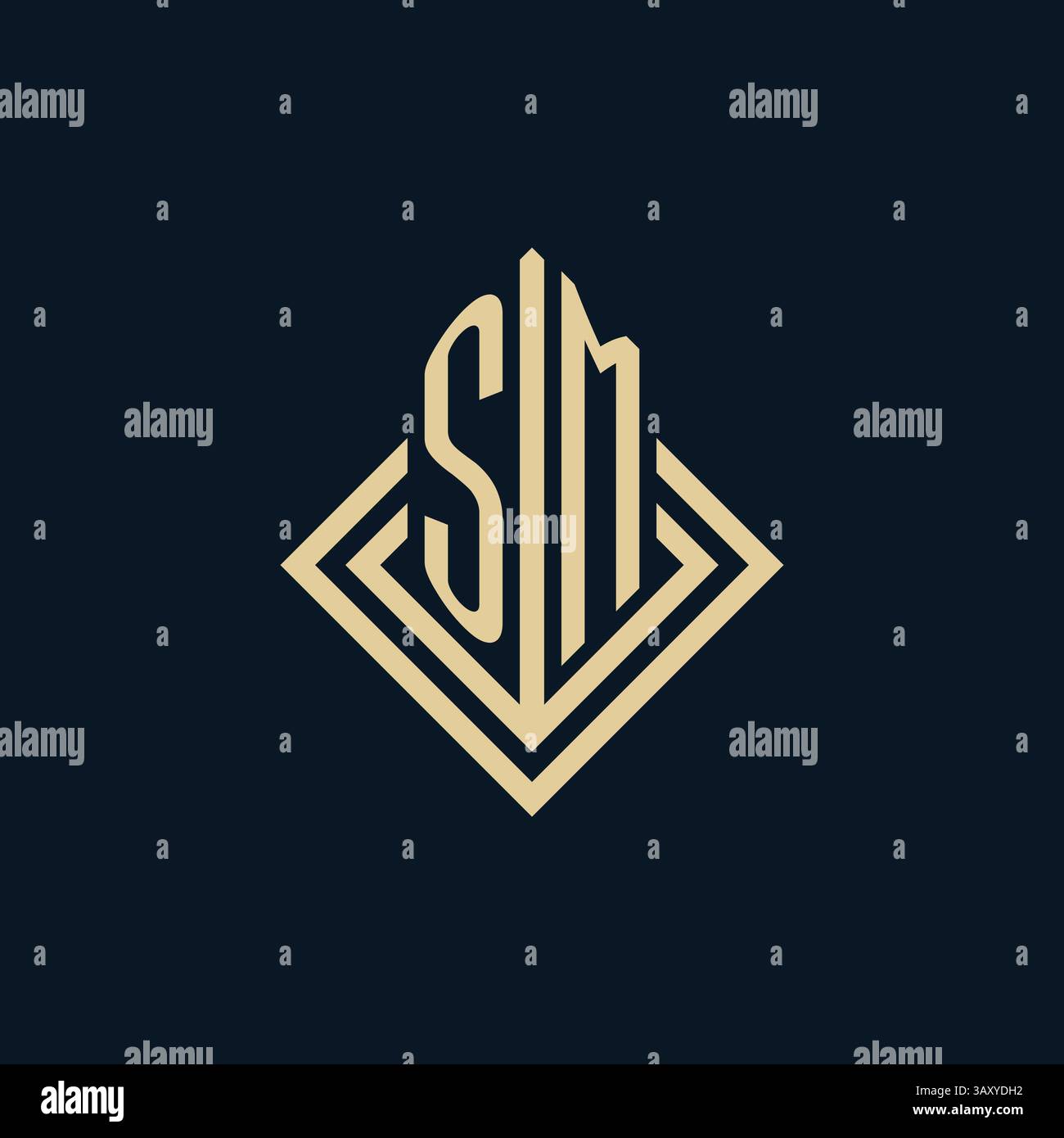 Initiales SM logo lignes de losange style de forme, graphique vectoriel de conception de logo immobilier moderne de luxe Illustration de Vecteur