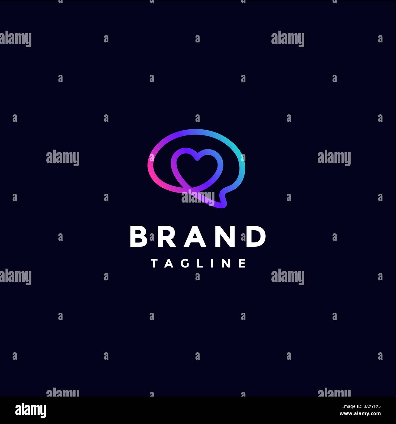 Icône de coeur à l'intérieur de Brain Symbol logo Design. Conception du logo de lignes silhouettes cérébrales et cardiaques continues. Illustration de Vecteur