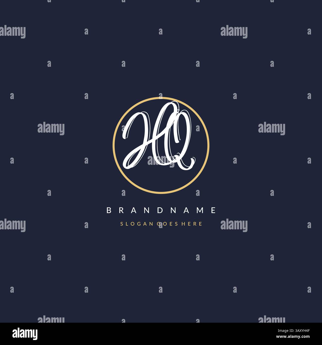 Lettre initiale HQ logo monogramme style féminin avec graphique vectoriel d'idées de conception de ligne de cercle Illustration de Vecteur