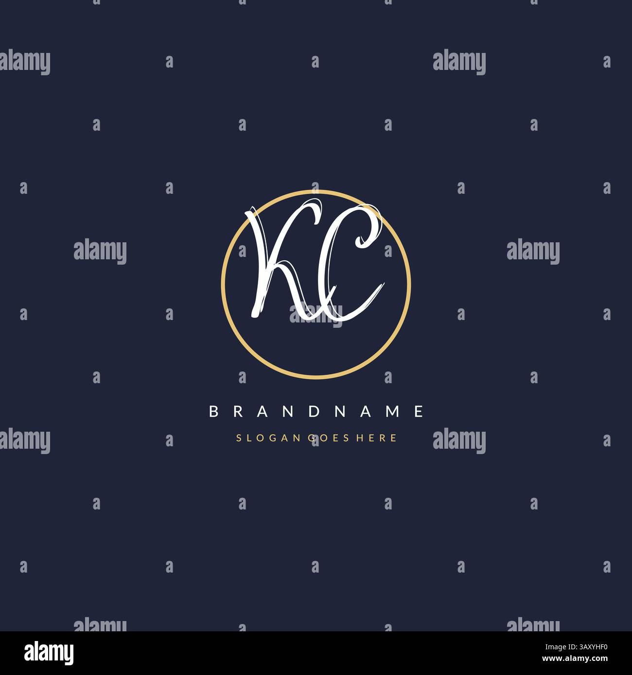 Lettre initiale KC logo monogramme style féminin avec graphique vectoriel d'idées de conception de ligne de cercle Illustration de Vecteur