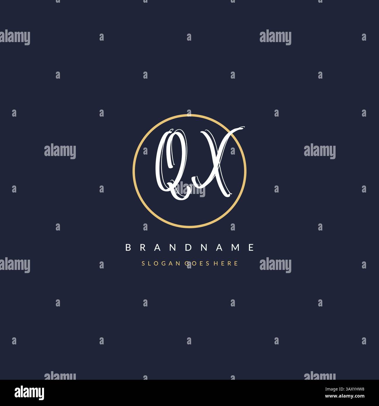 Lettre initiale QX logo monogramme style féminin avec graphique vectoriel d'idées de conception de ligne de cercle Illustration de Vecteur