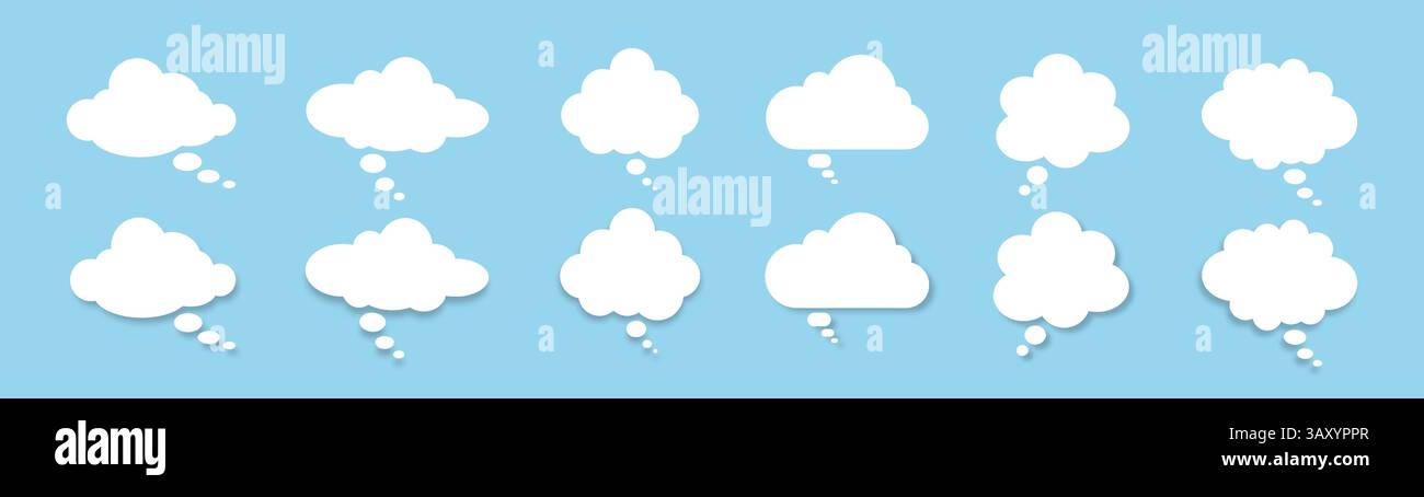 Un ensemble de bulles de parole sur un fond bleu. Une fenêtre de discussion pour commenter les messages. Illustration de Vecteur