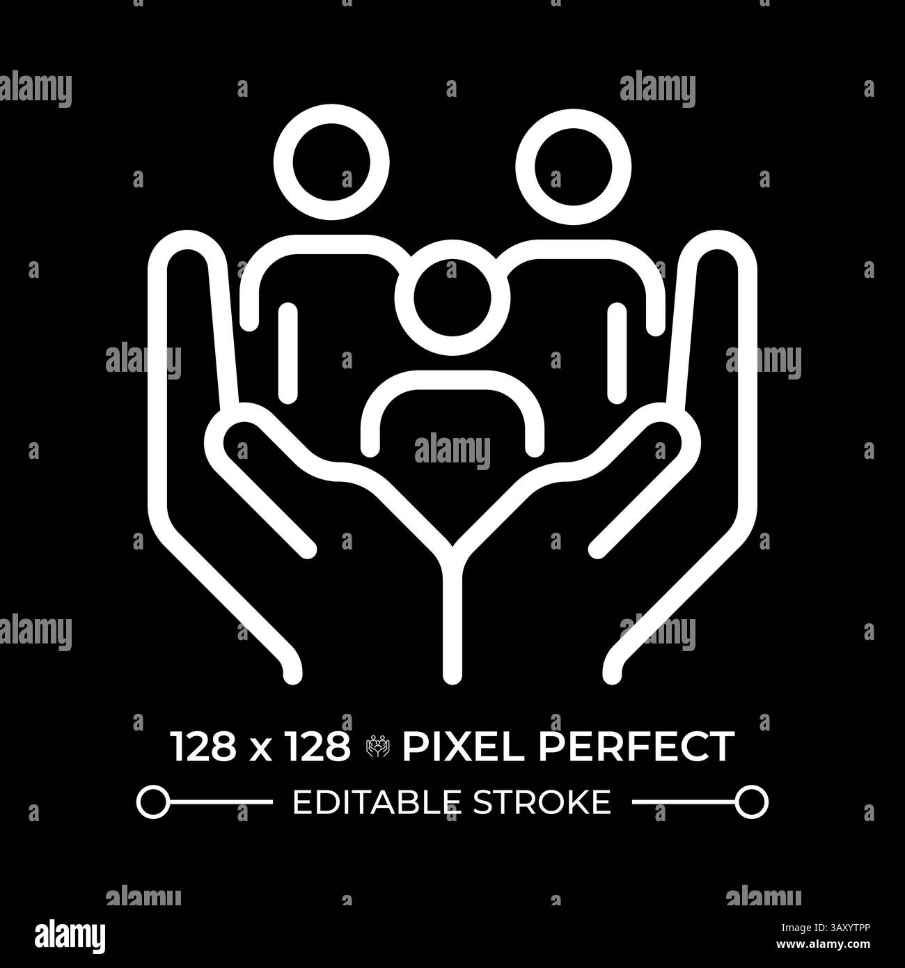 Droit à la sécurité sociale pixel icône de ligne blanche parfaite dans l'espace négatif Illustration de Vecteur