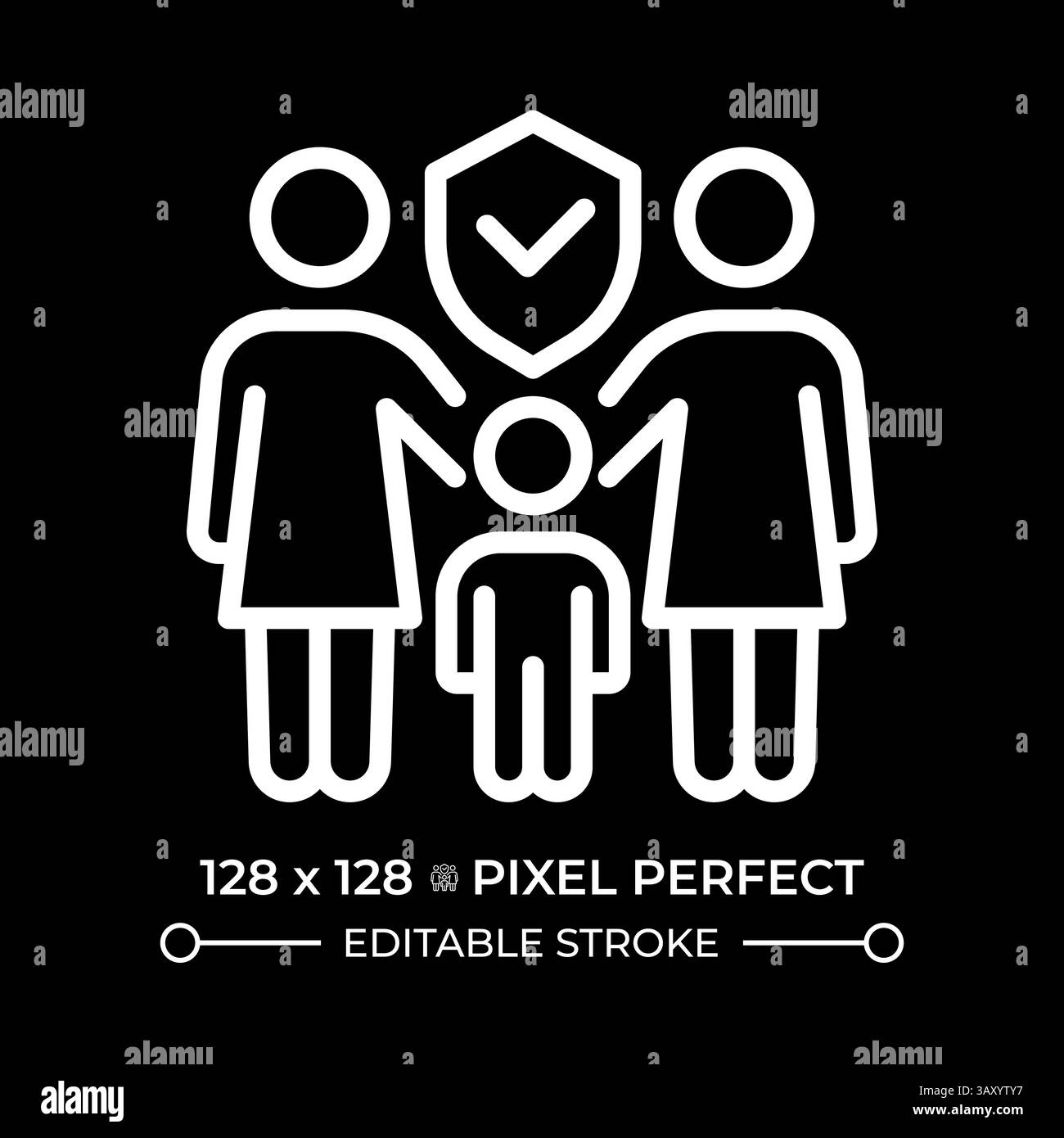 Droit au mariage et à la famille pixel icône de ligne blanche parfaite dans l'espace négatif Illustration de Vecteur