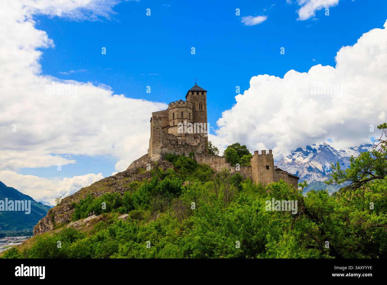 Vue de la basilique Valere à Sion, Suisse Banque D'Images