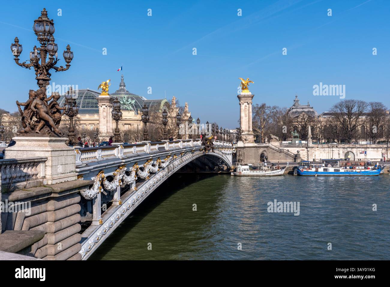 Pont Alexandre III, pont Alexandre III entre le 7ème et le 8ème arrondissement de Paris Banque D'Images