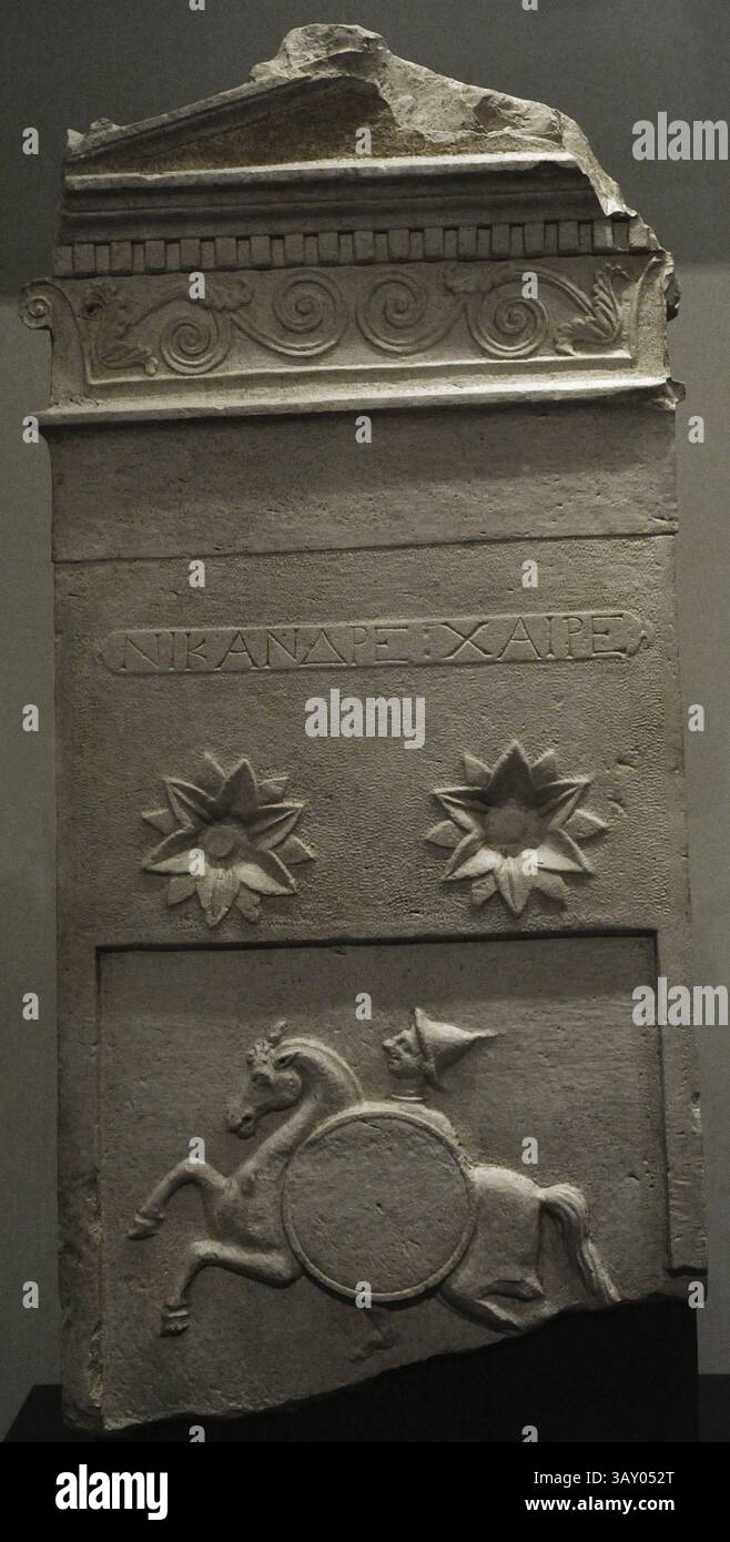 Stèle de Nikandros. IIe siècle av. J.-C. Marbre. Péloponnèse. Musée archéologique national. Madrid. Espagne. Banque D'Images