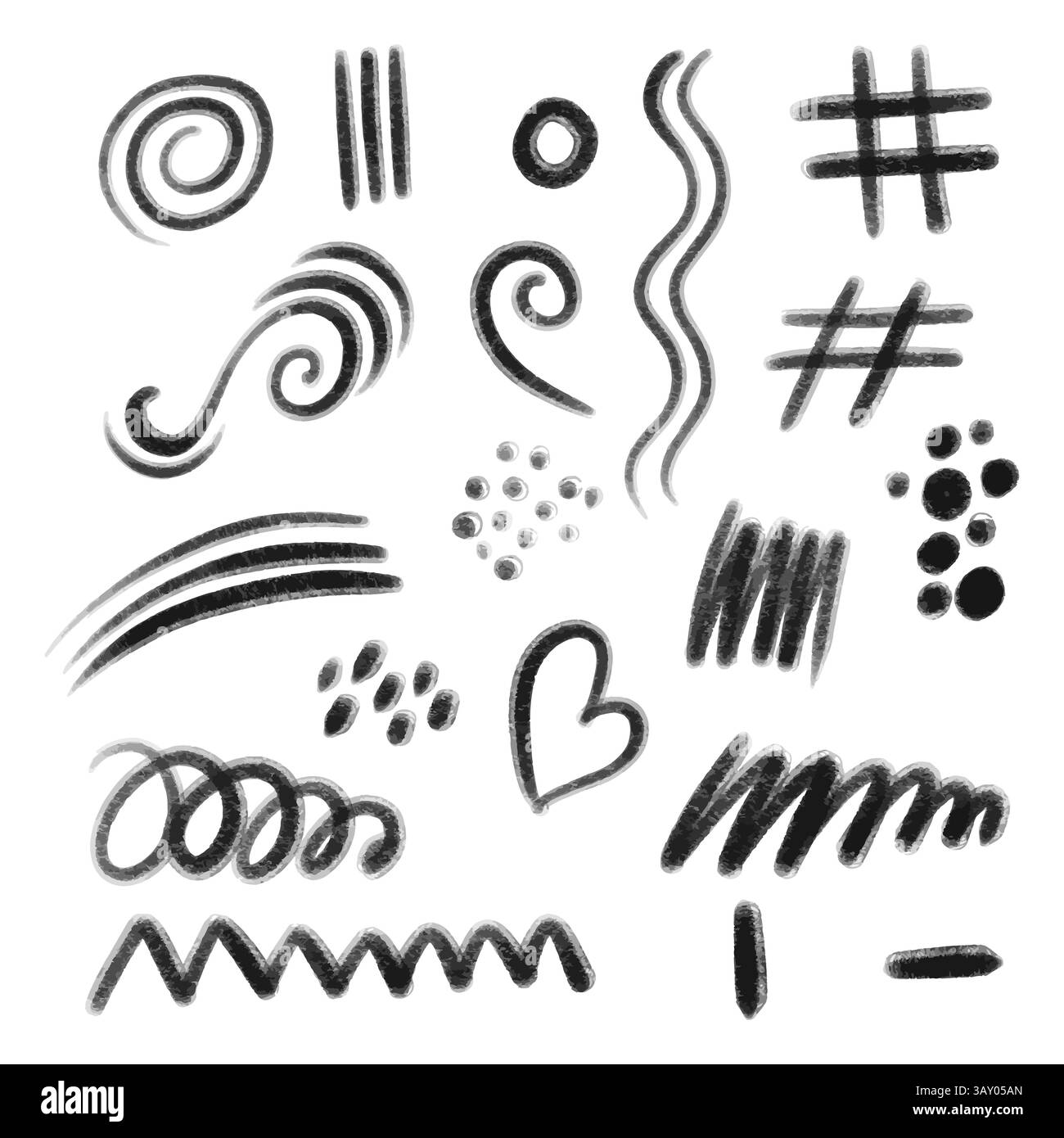 Collection de trait abstrait dessiné à la main et crayon gribouillage pour des arrière-plans créatifs, des textures ou des compositions artistiques. Illustration de Vecteur