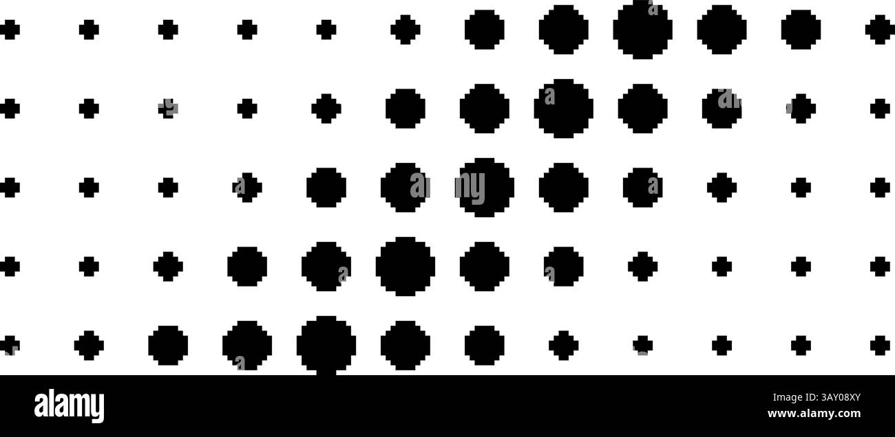 Fond de demi-teintes en pointillés. Motif de points horizontaux dans le style pixel art. Texture abstraite noir et blanc. Illustration vectorielle Illustration de Vecteur