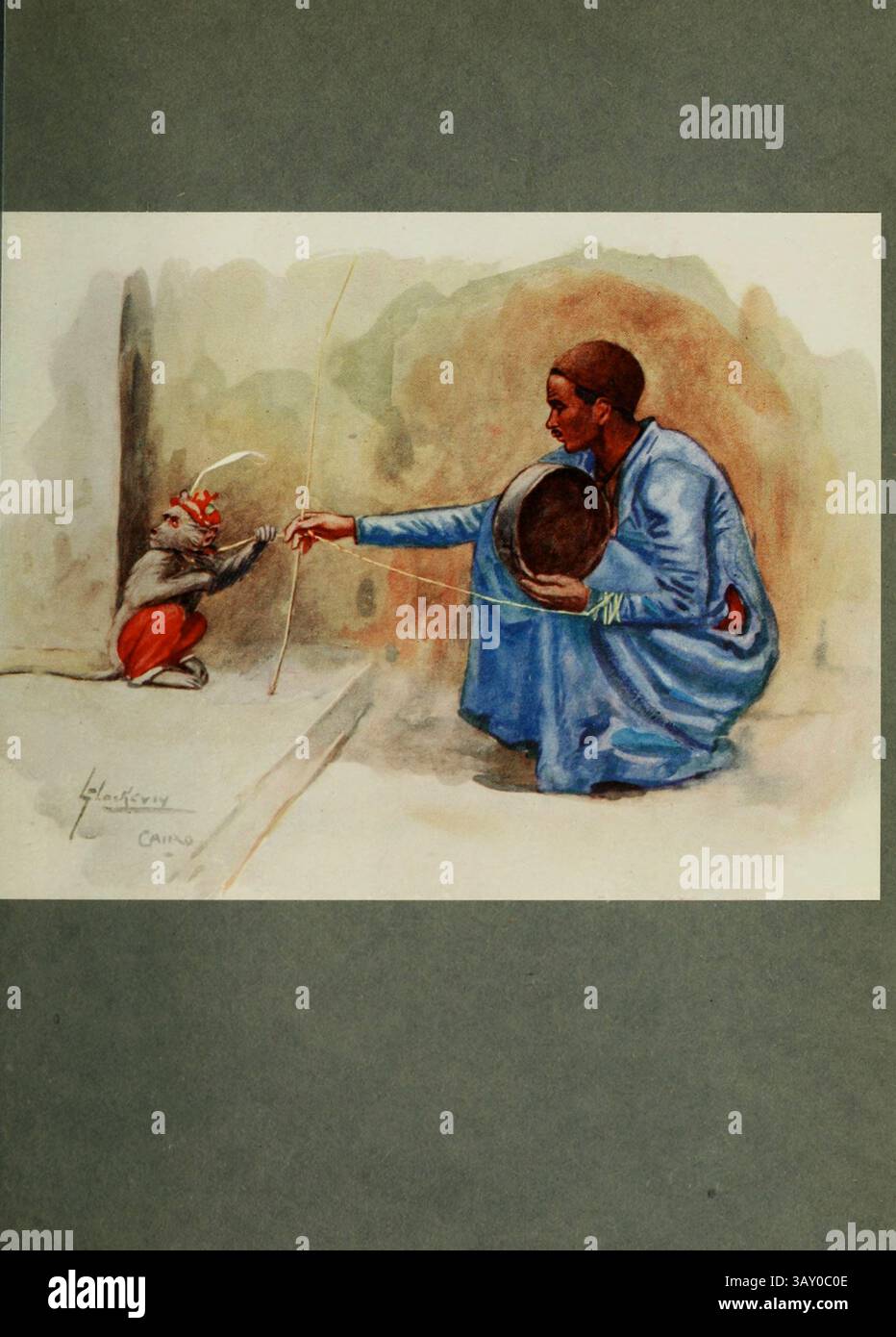 Monkey Boy Koradati oeuvre de lance Thackeray publiée en 1916 Lot 'lance' Thackeray RBA (17 janvier 1867 – 10 août 1916) était un illustrateur anglais, quand il avait plus de trente ans, il a passé quelques hivers en Égypte et a produit des esquisses humoristiques Banque D'Images