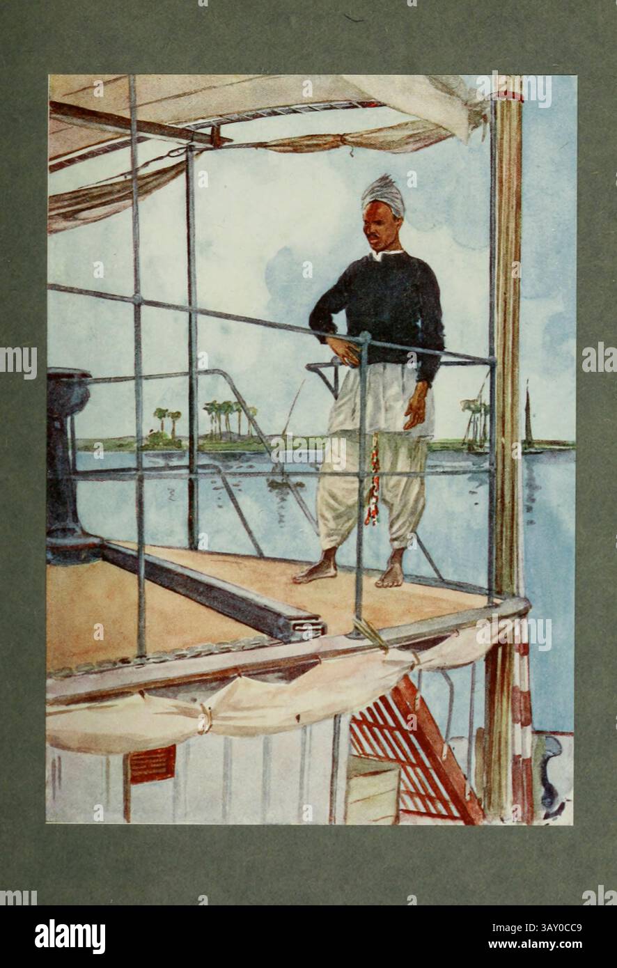 Nile Sailor - Bahari oeuvre de lance Thackeray publié en 1916 Lot 'lance' Thackeray RBA (17 janvier 1867 - 10 août 1916) était un illustrateur anglais, quand il avait plus de trente ans, il a passé quelques hivers en Égypte et a produit des esquisses humoristiques Banque D'Images