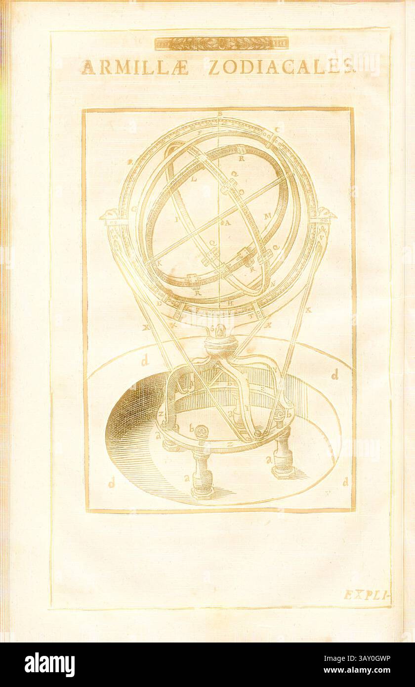 Une illustration complexe d'une sphère armillaire, montrant une ...