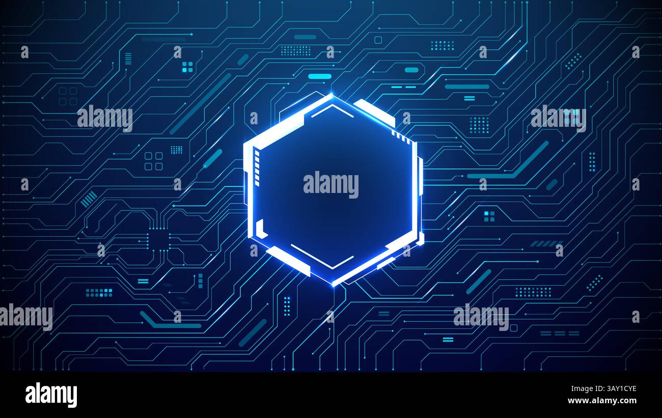 Portail ai bleu quantique de technologie sur la carte mère de circuit Illustration de Vecteur