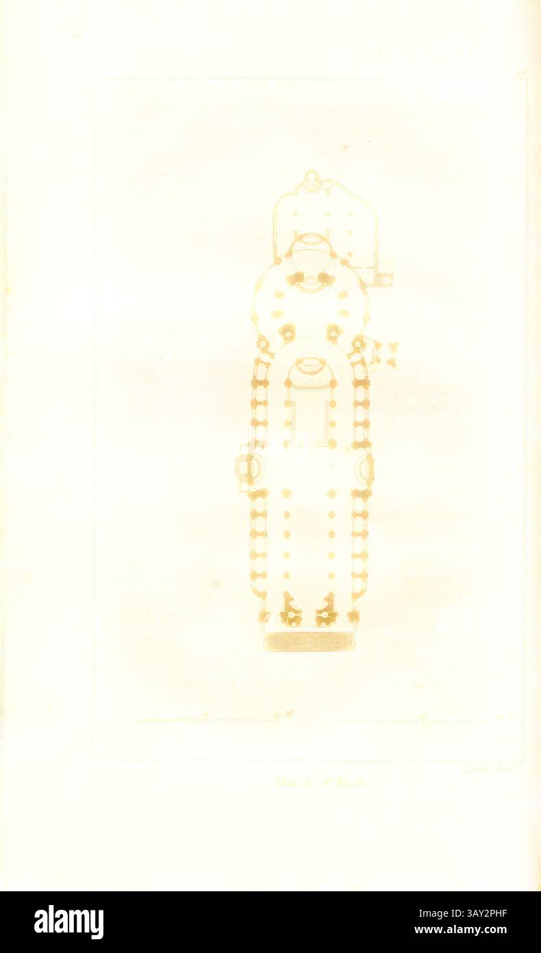 Un design complexe avec une figure centrale ornée de motifs détaillés et d'embellissements. Les éléments environnants rehaussent la composition globale, créant un équilibre harmonieux et un air d'élégance., carte de nouveaux Roch, plan au sol Église Saint-Roch à Paris, date estimée 25, après 116, p. 175, Landon (direxit), J. G. Legrand ; C. P. Landon : Description de Paris et de ses édifices : avec un précis historique et des observations sur le caractère de leur architecture, et sur les principaux objets d'art et de curiosité qu'ils désirent ment. Seconde édition, corrigée avec soin dans toutes ses Banque D'Images