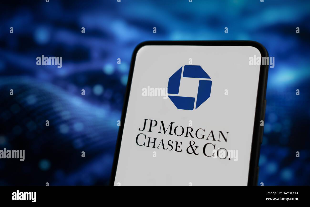 Application JP Morgan Chase affichée sur l'appareil mobile Banque D'Images
