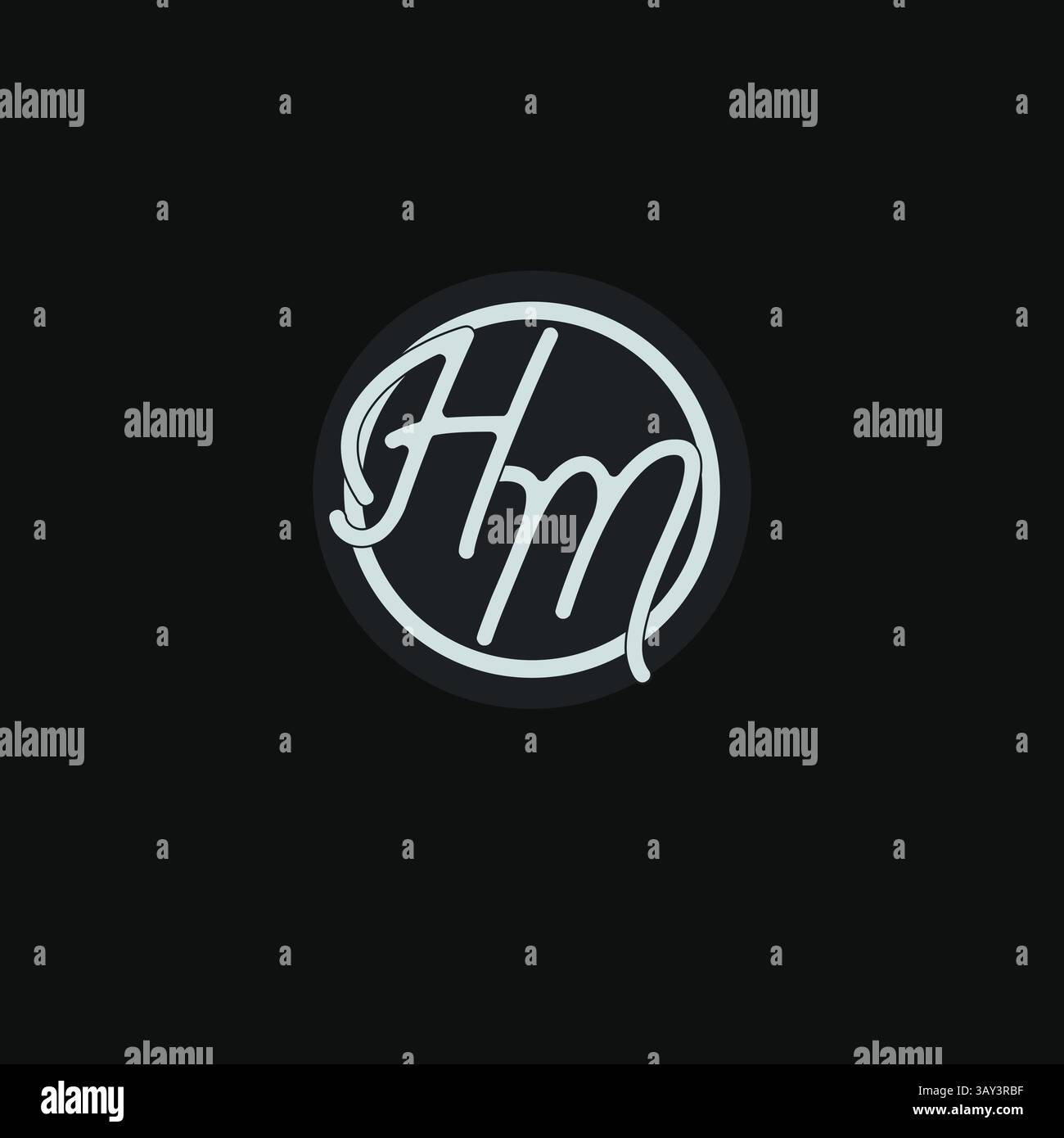 Initiales HM logo monogramme avec graphique vectoriel d'inspiration de conception de ligne de cercle simple Illustration de Vecteur