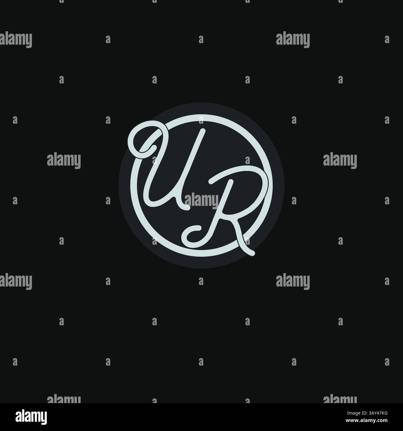 Initiales UR logo monogramme avec graphique vectoriel d'inspiration de conception de ligne de cercle simple Illustration de Vecteur