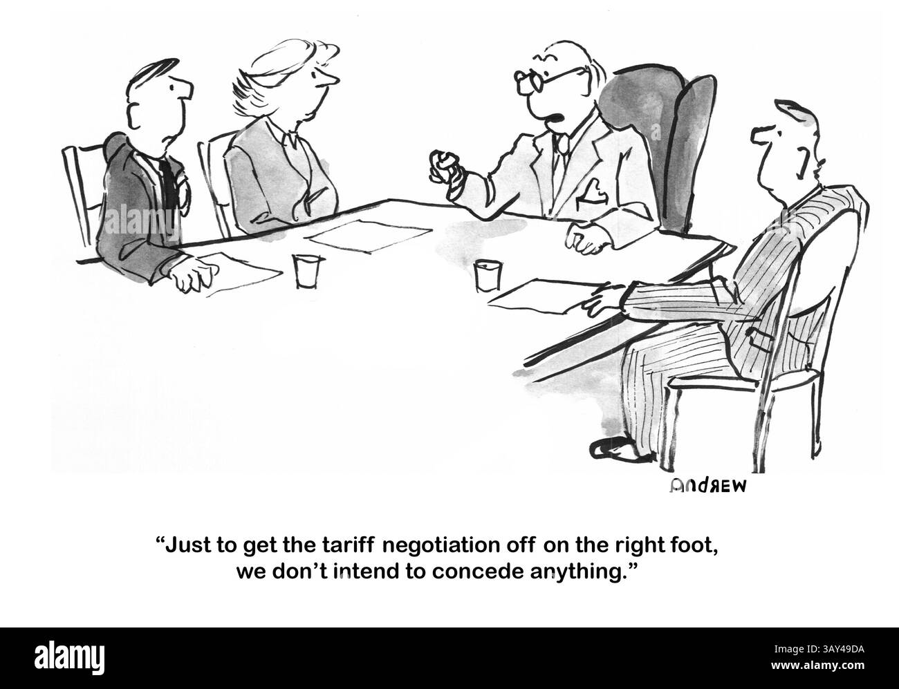 La négociation tarifaire vient sans concensations Banque D'Images