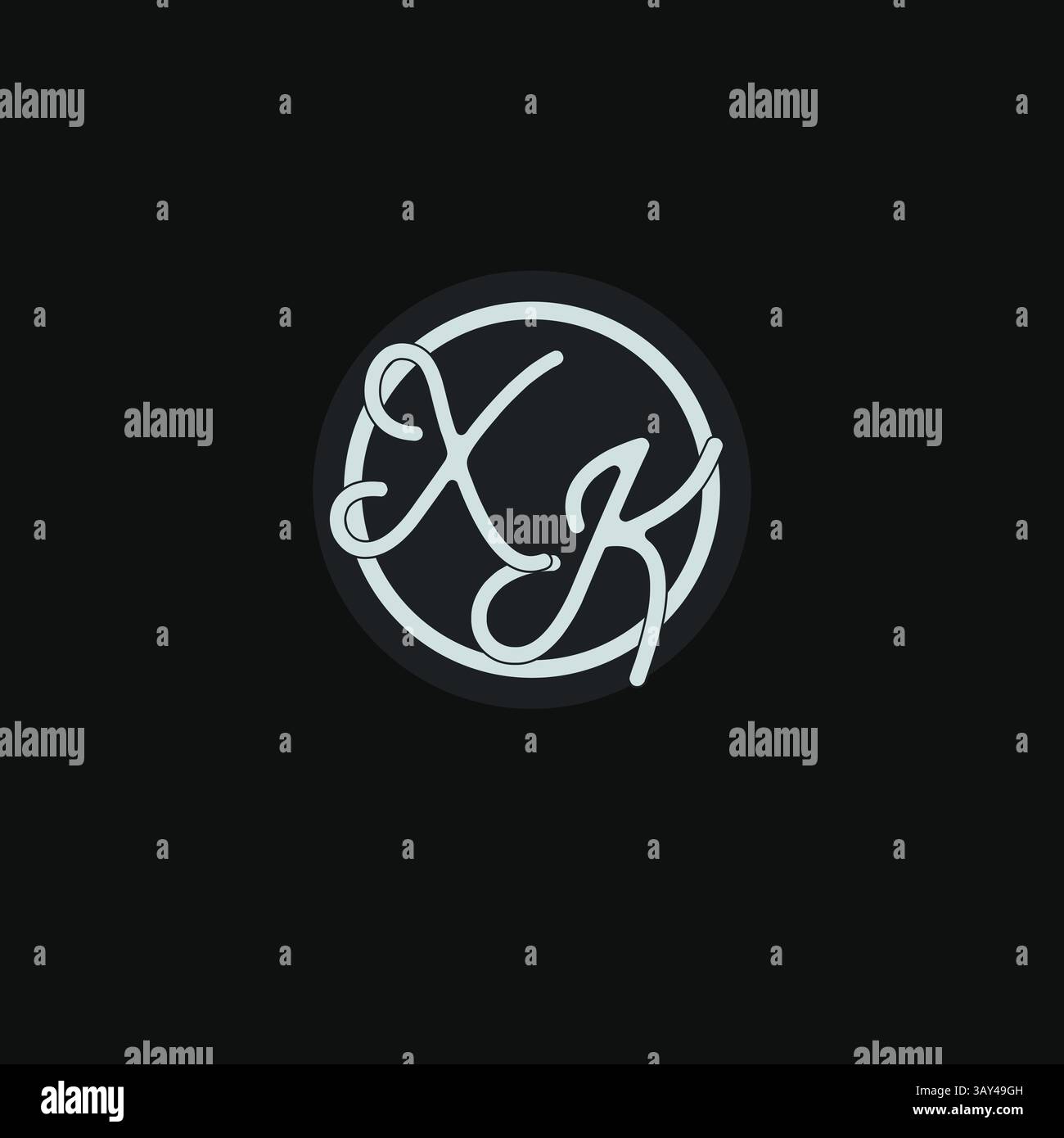 Initiales XK logo monogramme avec motif vectoriel de conception de ligne de cercle simple Illustration de Vecteur
