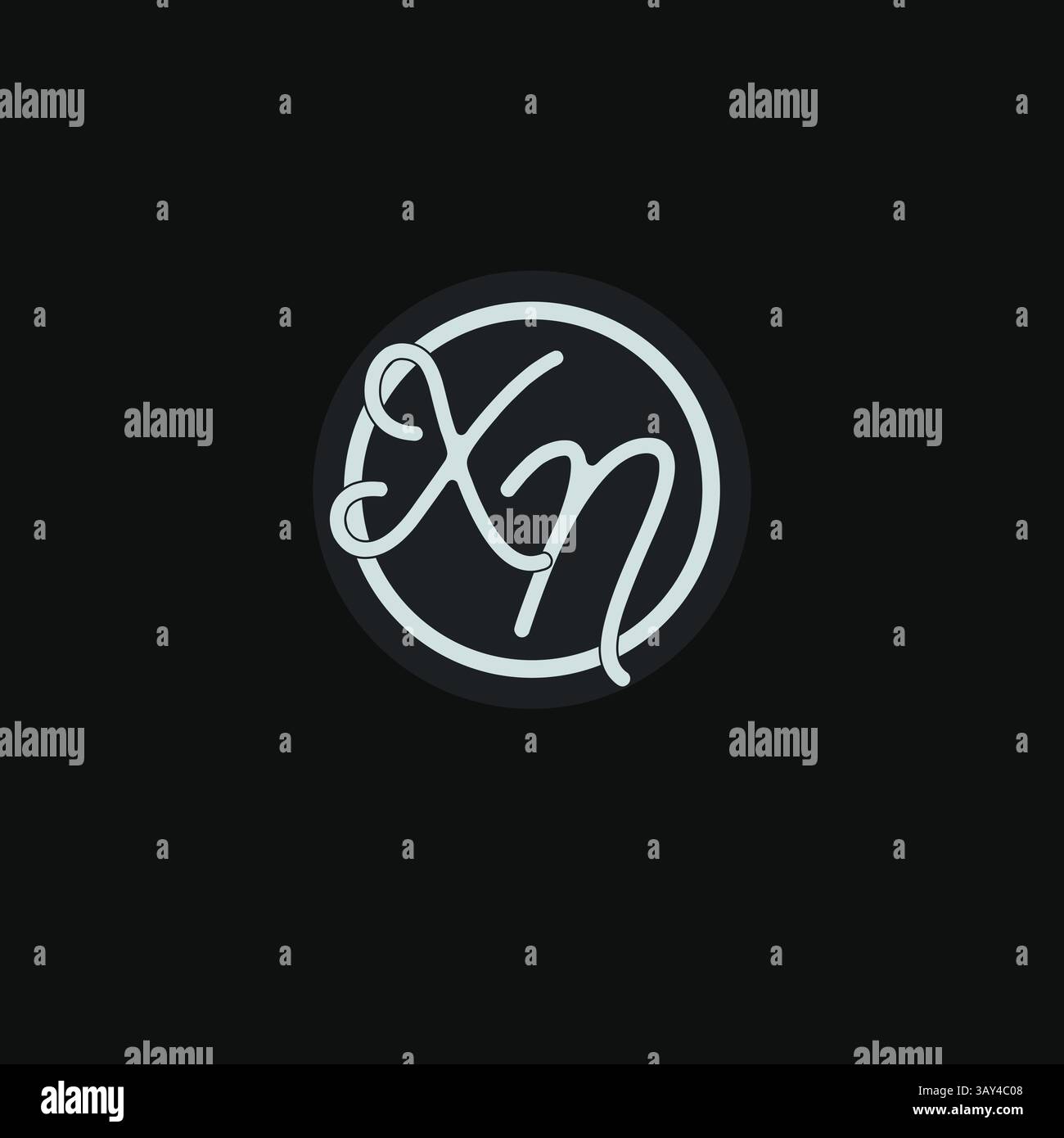 Initiales XN logo monogramme avec graphique vectoriel d'inspiration de conception de ligne de cercle simple Illustration de Vecteur