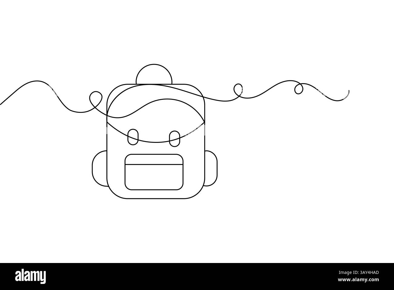 Sac à dos d'école d'une ligne dessinant une illustration isolée vectorielle minimaliste propre Illustration de Vecteur