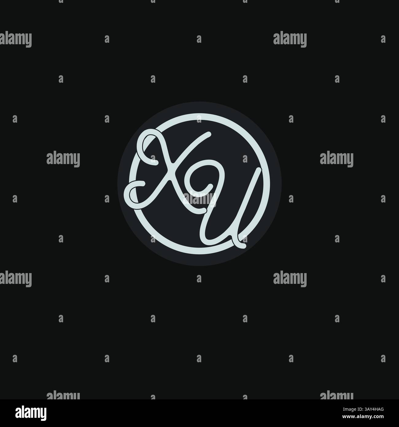 Initiales XU logo monogramme avec graphique vectoriel d'inspiration de conception de ligne de cercle simple Illustration de Vecteur