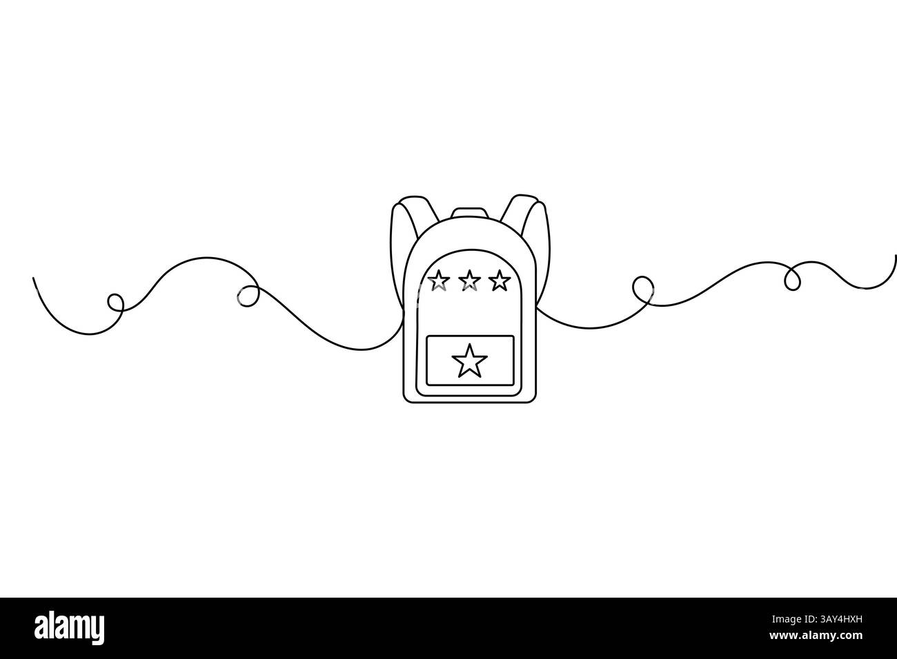 Sac à dos d'école d'une ligne dessinant une illustration isolée vectorielle minimaliste propre Illustration de Vecteur