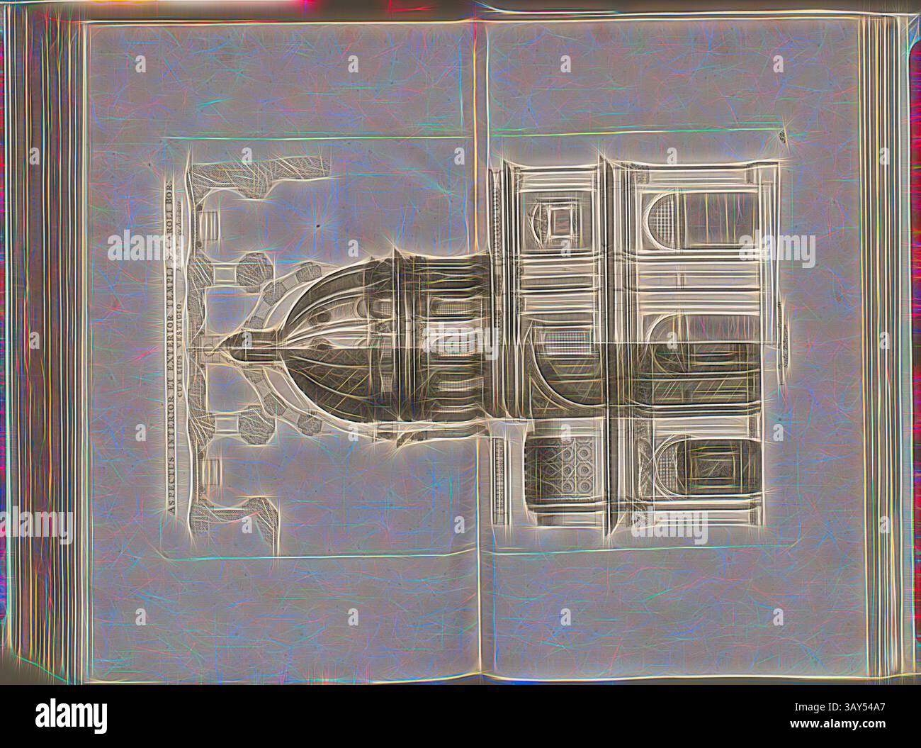 Une illustration architecturale complexe mettant en valeur un grand dôme, avec des dessins et des motifs détaillés, placés symétriquement sur un livre ouvert. Les éléments environnants soulignent l'élégance de la structure, soulignant ses caractéristiques ornées et sa signification historique., l'apparence de l'intérieur et de l'extérieur du Temple de Saint Charles Bar. Tandis que sa piste, église de Santi Ambrogio e Carlo à Rome, Fig. 108, 52, après p. 94, Offizin Endter Nürnberg (imp.), 1775, Joachim von Sandrart :Teutsche Academie der Bau- Bildhauer- und Maler-Kunst : worinn die Regeln und Lehrsätze dieser Banque D'Images