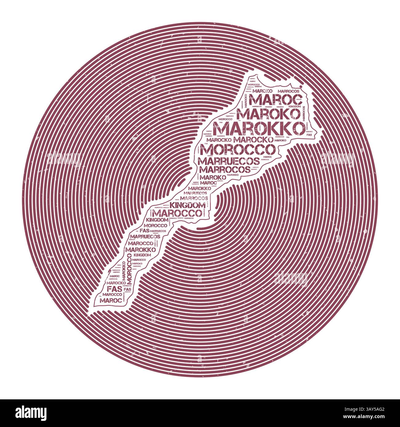Image vectorielle Maroc. Logo rond de pays. Affiche Maroc en arcs de cercle et style nuage de mots. Illustration vectorielle authentique. Illustration de Vecteur